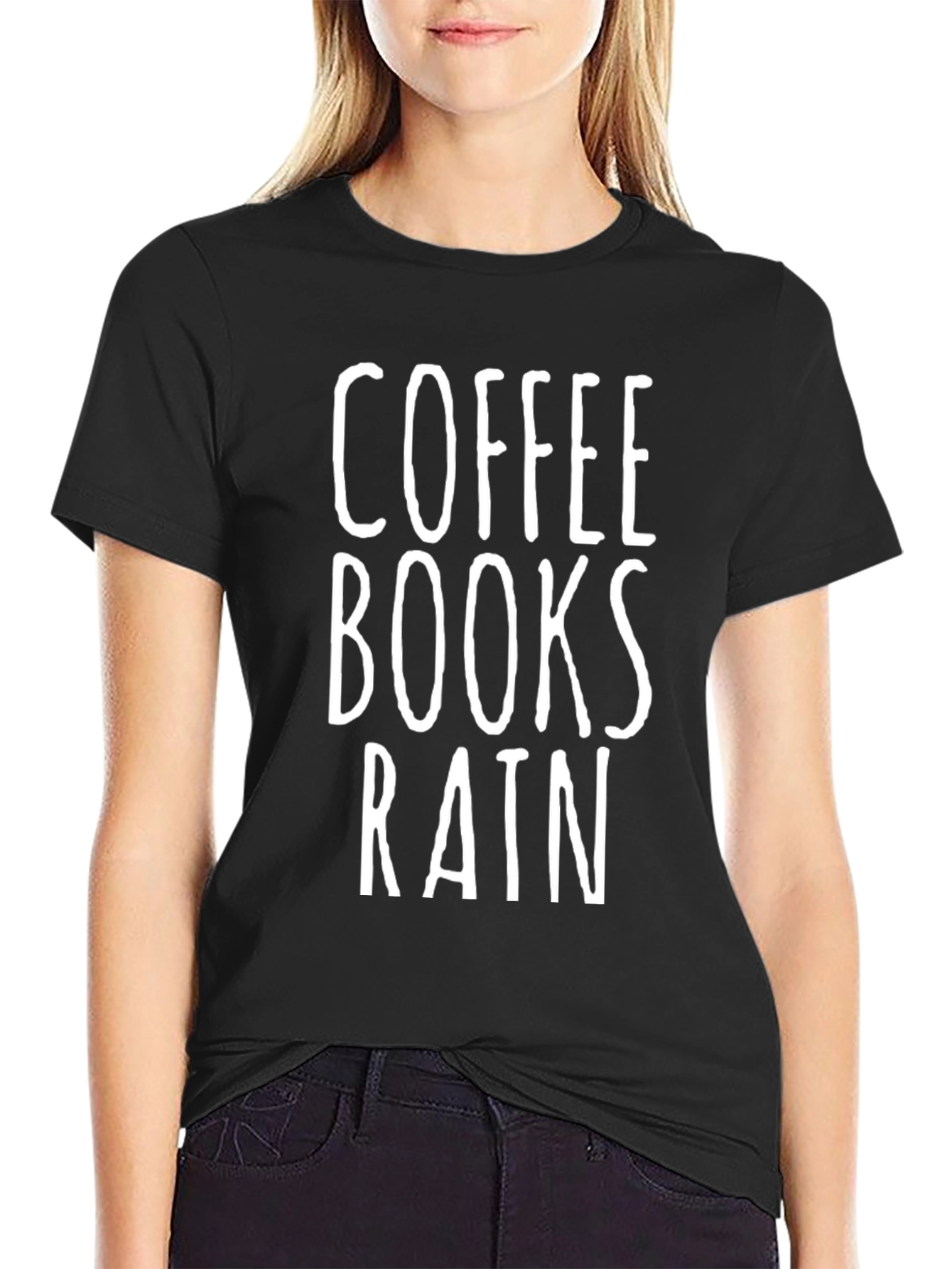 Coffee Books Rain Graphic T-Shirt