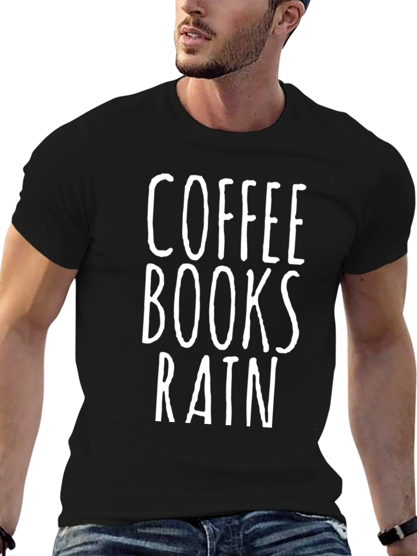 Coffee Books Rain Graphic T-Shirt
