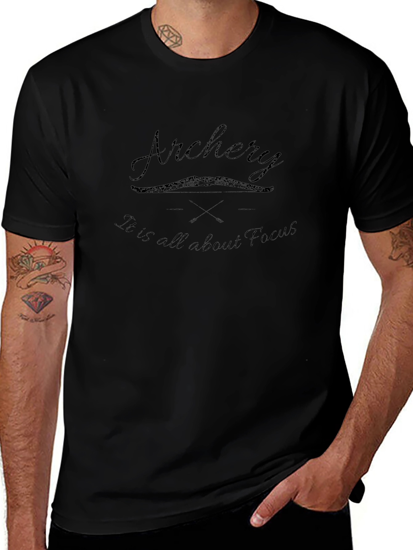 Archery Focus Graphic Tee - Black Cotton T-Shirt