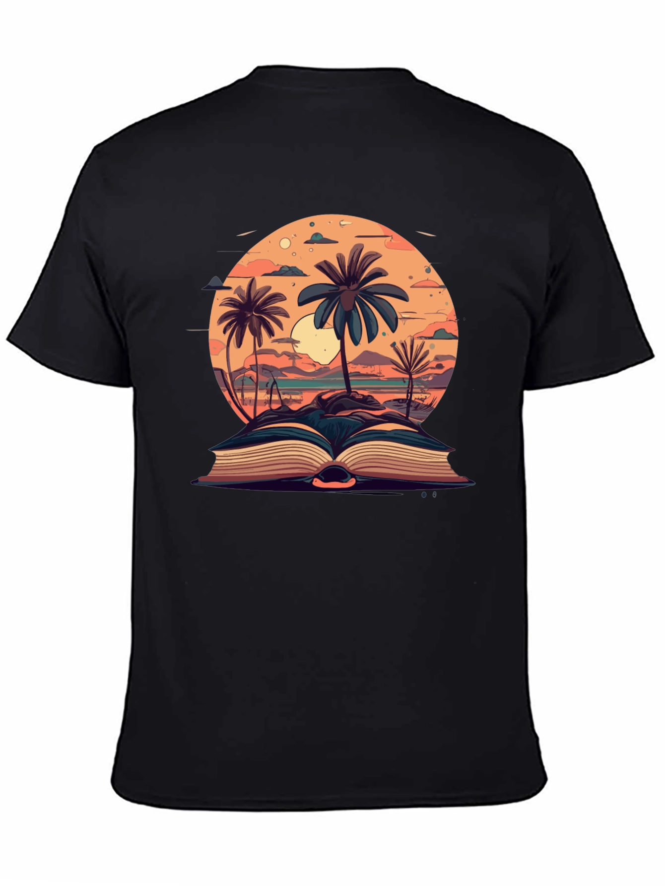 Tropical Beach Book Black T-Shirt