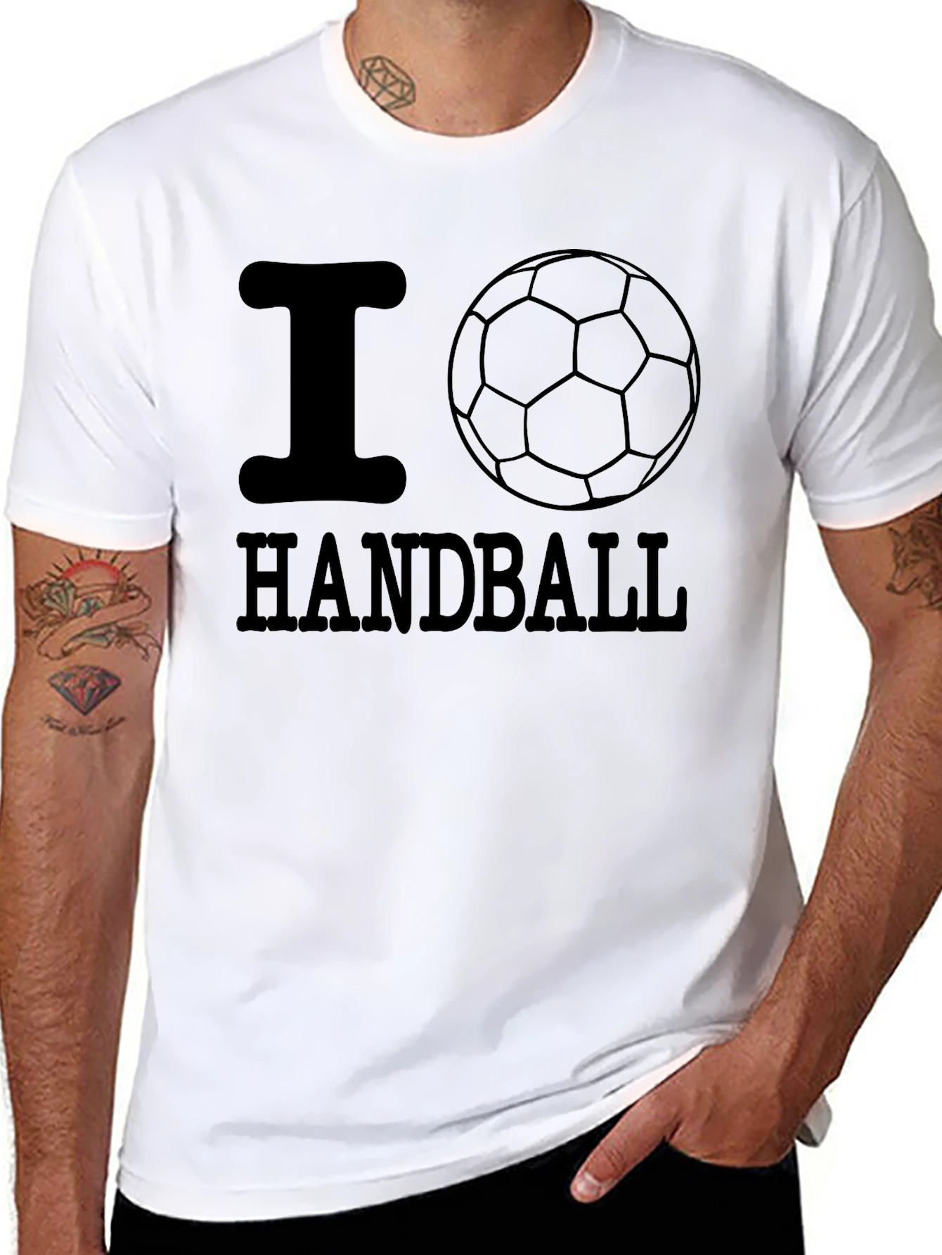 I Love Handball Graphic Tee - Black Cotton T-Shirt