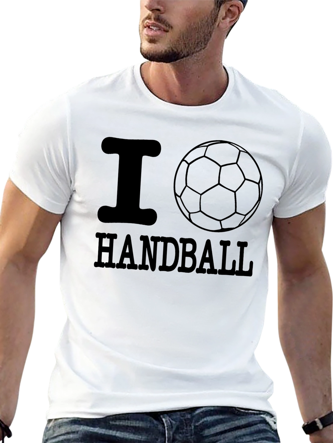 I Love Handball Graphic Tee - Black Cotton T-Shirt