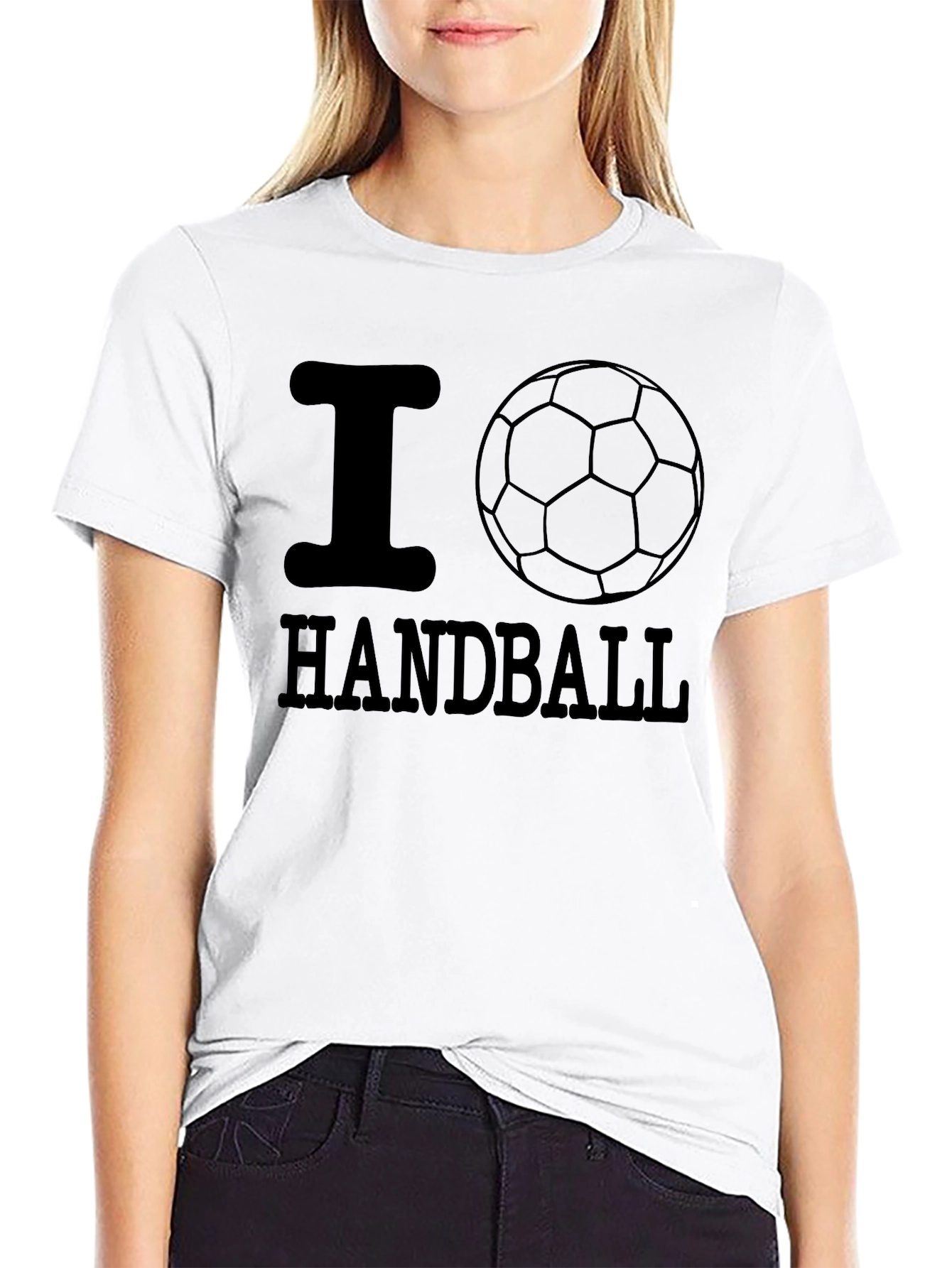 I Love Handball Graphic Tee - Black Cotton T-Shirt