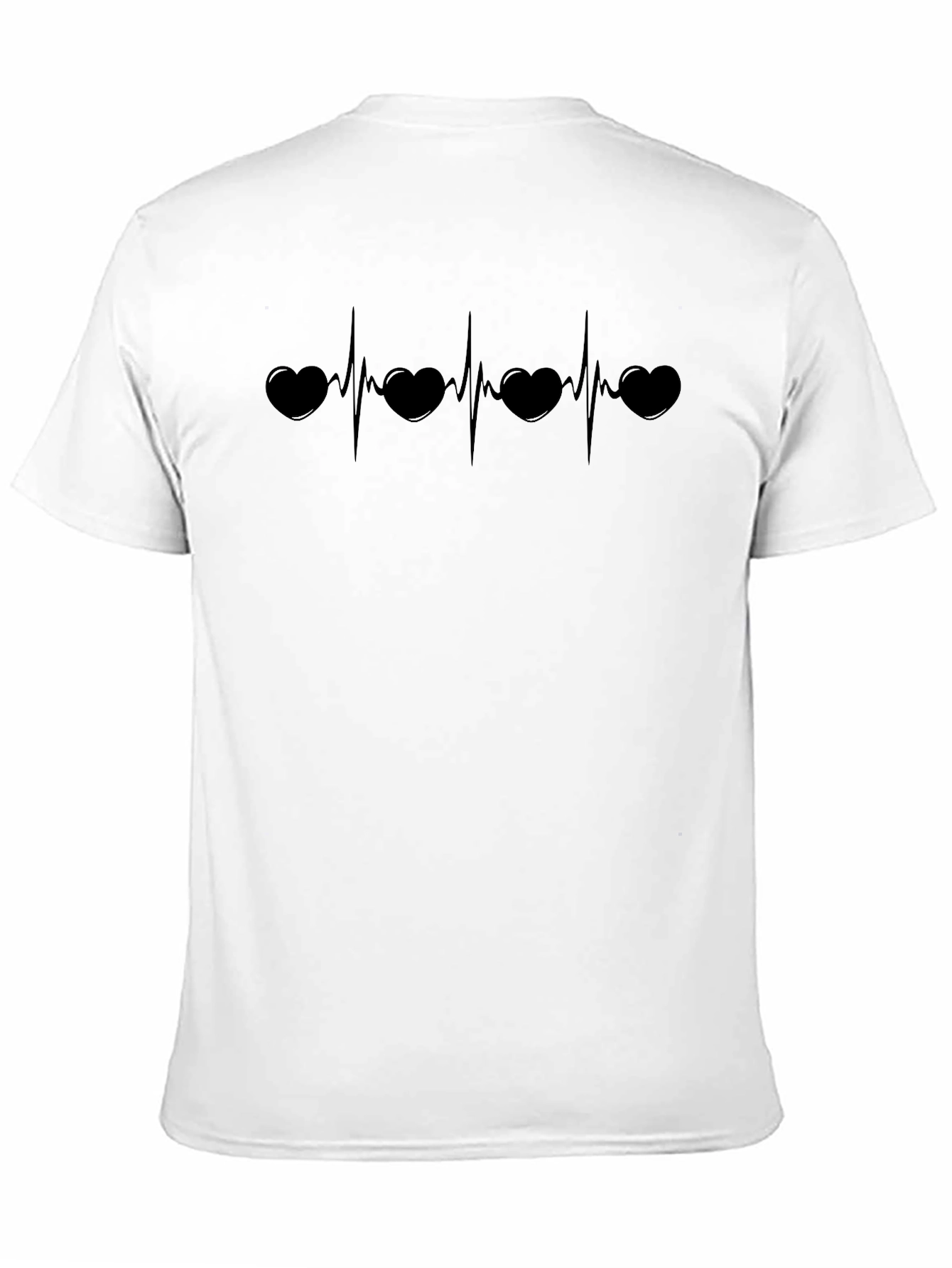 Heartbeat ECG Love Graphic Black T-Shirt