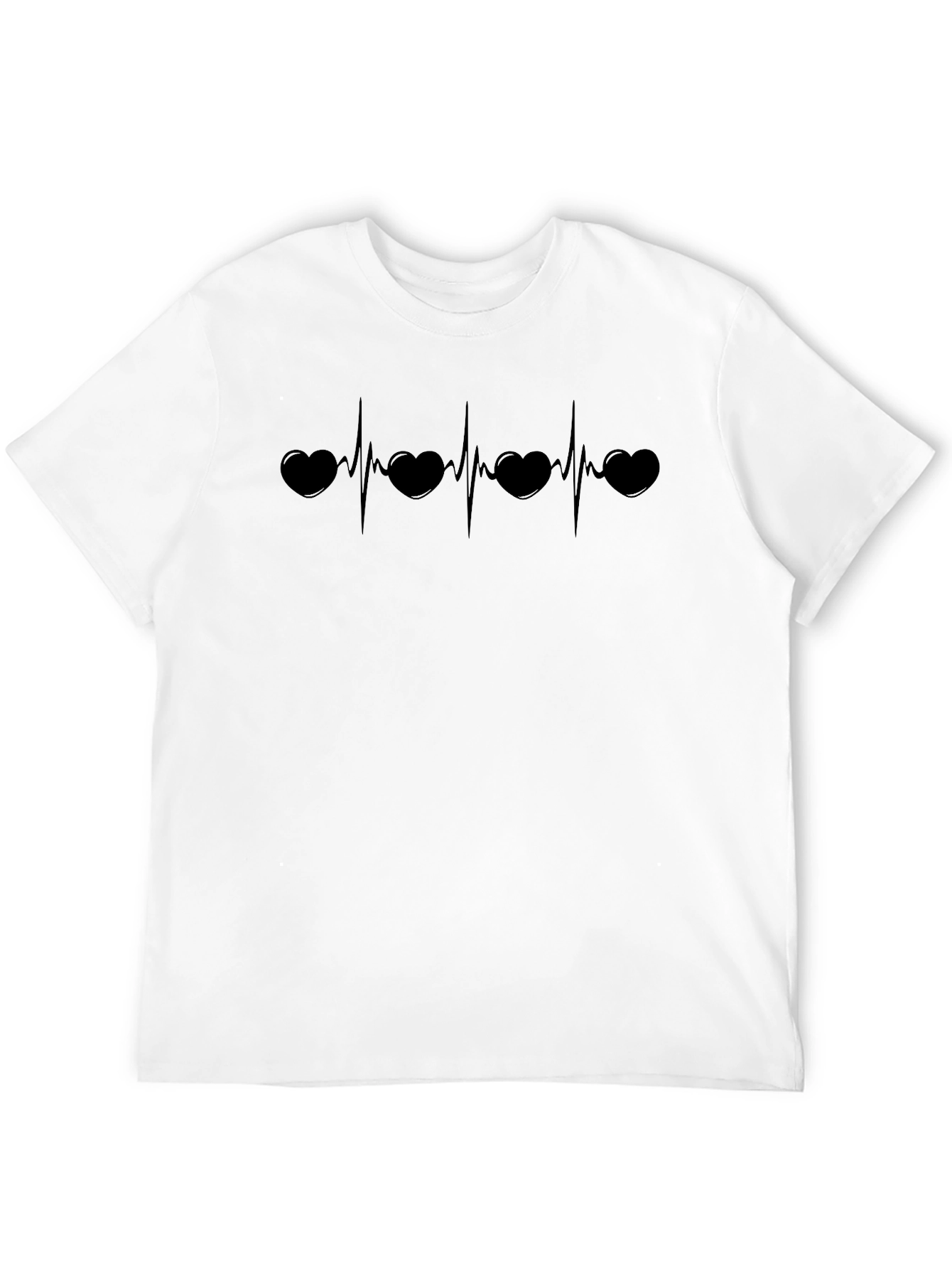 Heartbeat ECG Love Graphic Black T-Shirt