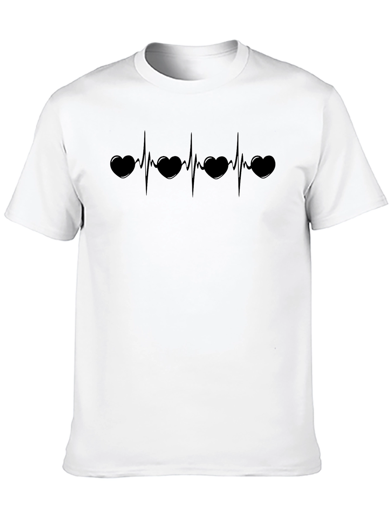 Heartbeat ECG Love Graphic Black T-Shirt
