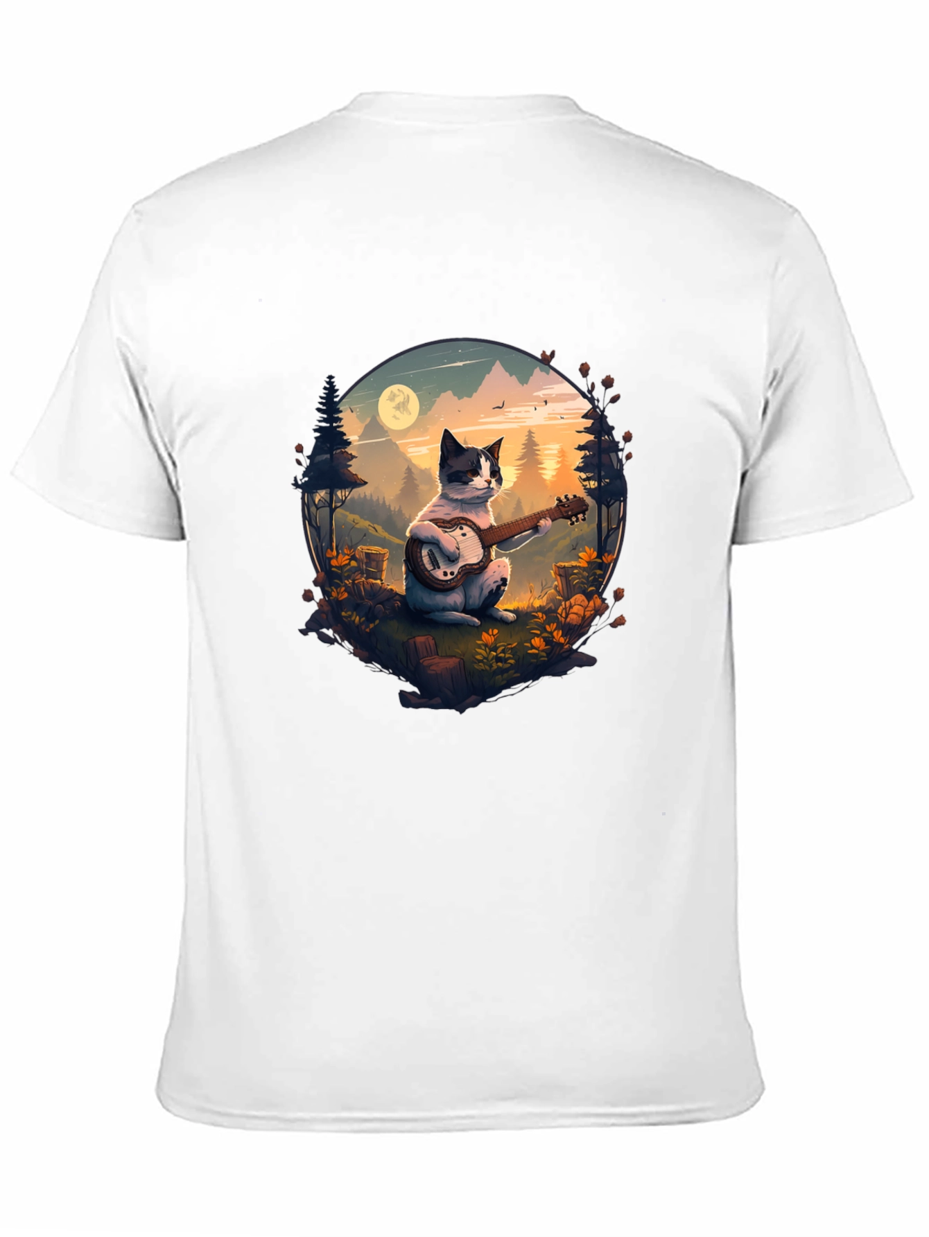 Cat Guitarist Graphic Tee - Unique Nature Design