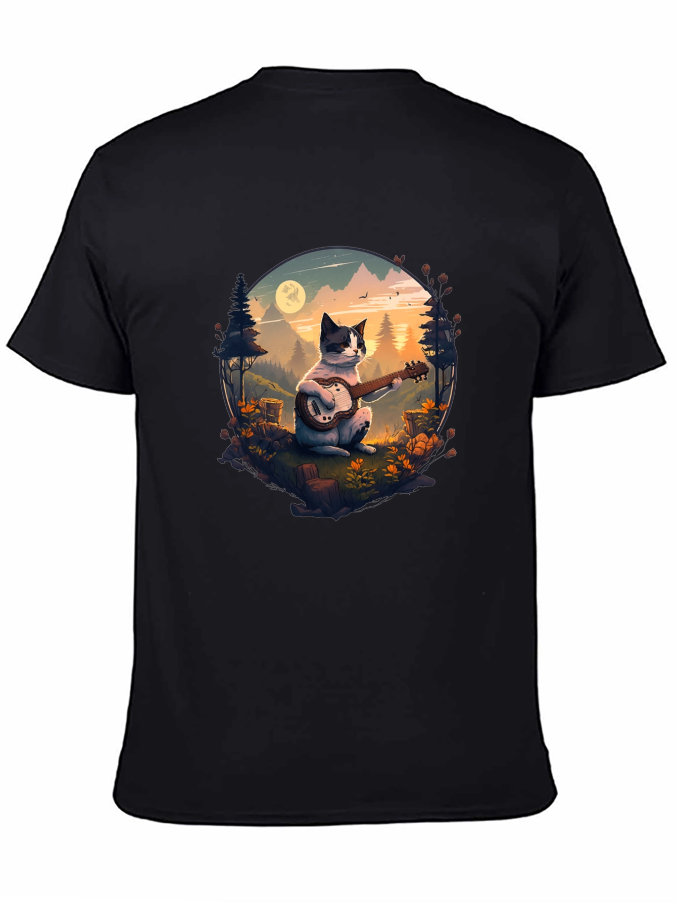 Cat Guitarist Graphic Tee - Unique Nature Design