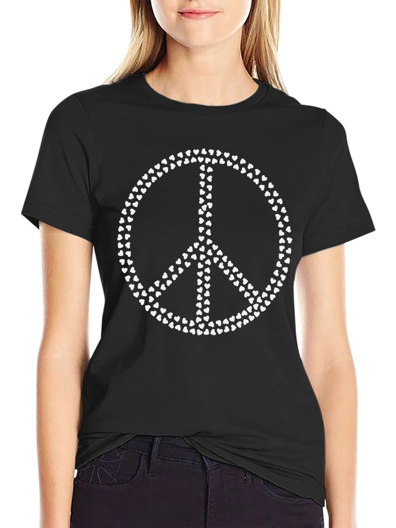 Heart Peace Sign Black T-Shirt