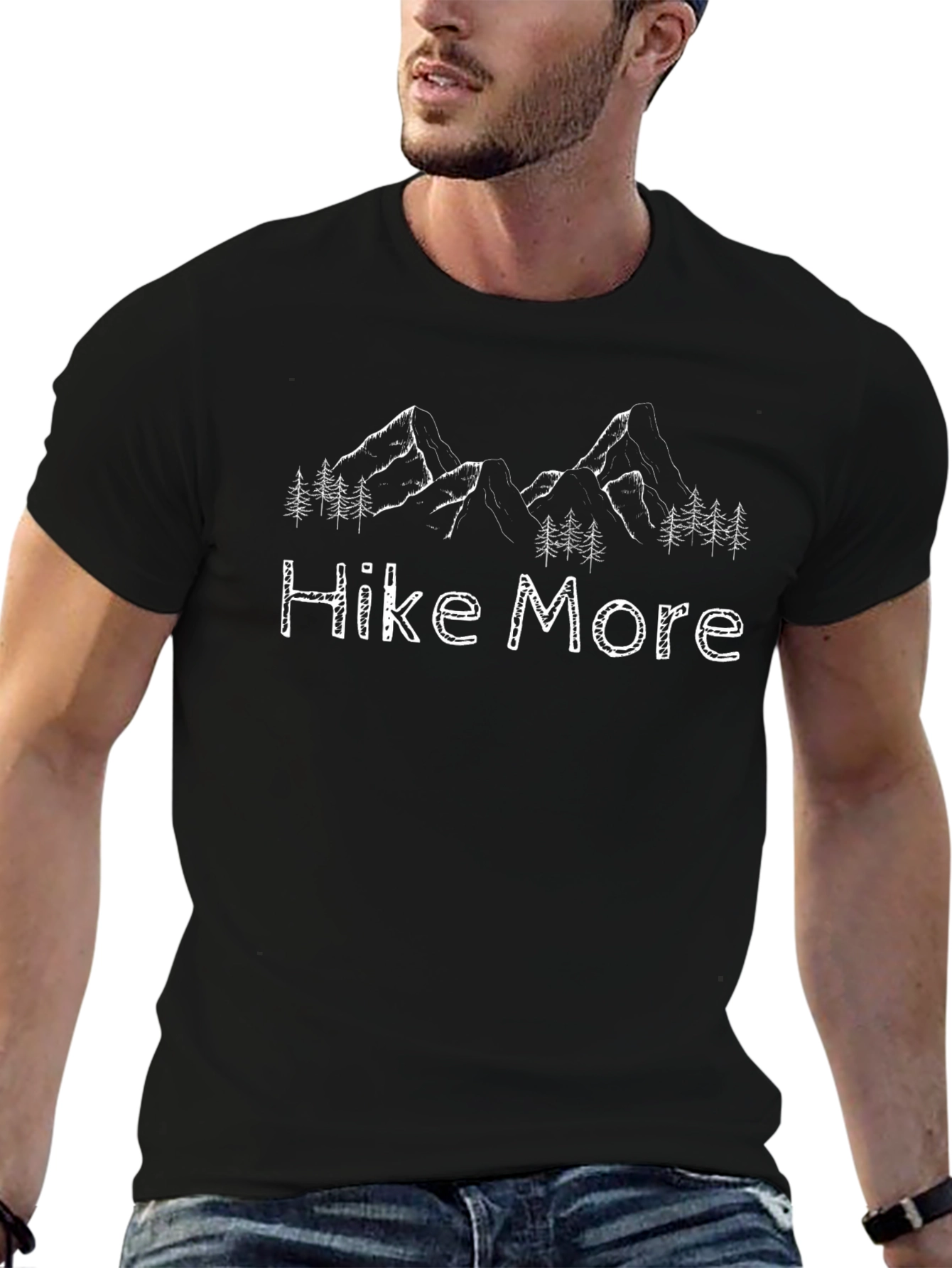 Hike More Black T-Shirt - Mountain Design