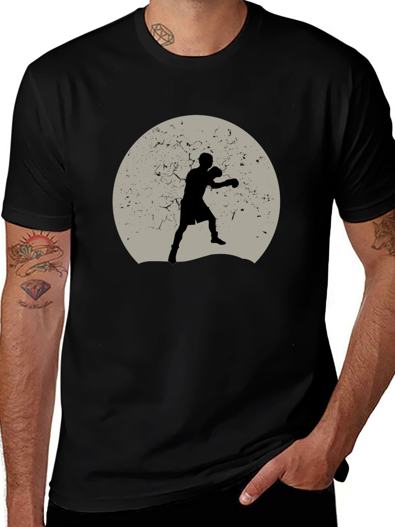 Boxer Silhouette Graphic Tee - Black Cotton