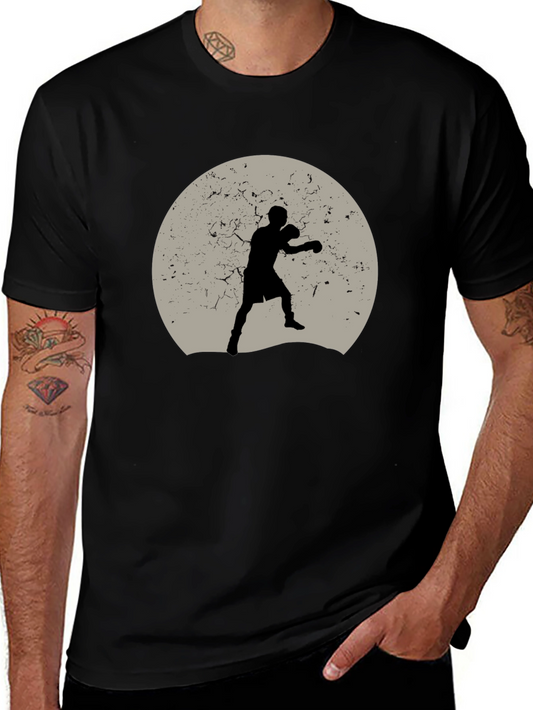 Boxer Silhouette Graphic Tee - Black Cotton