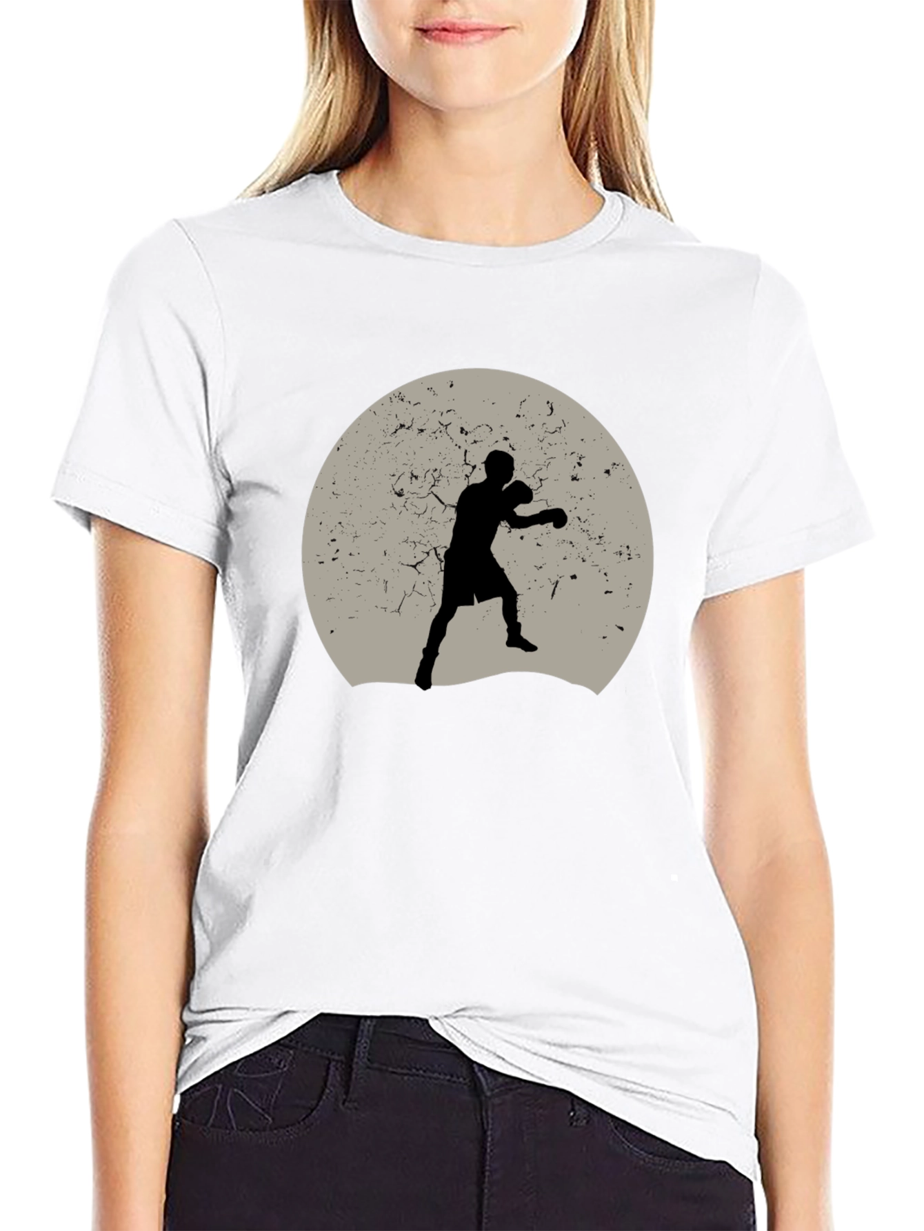 Boxer Silhouette Graphic Tee - Black Cotton