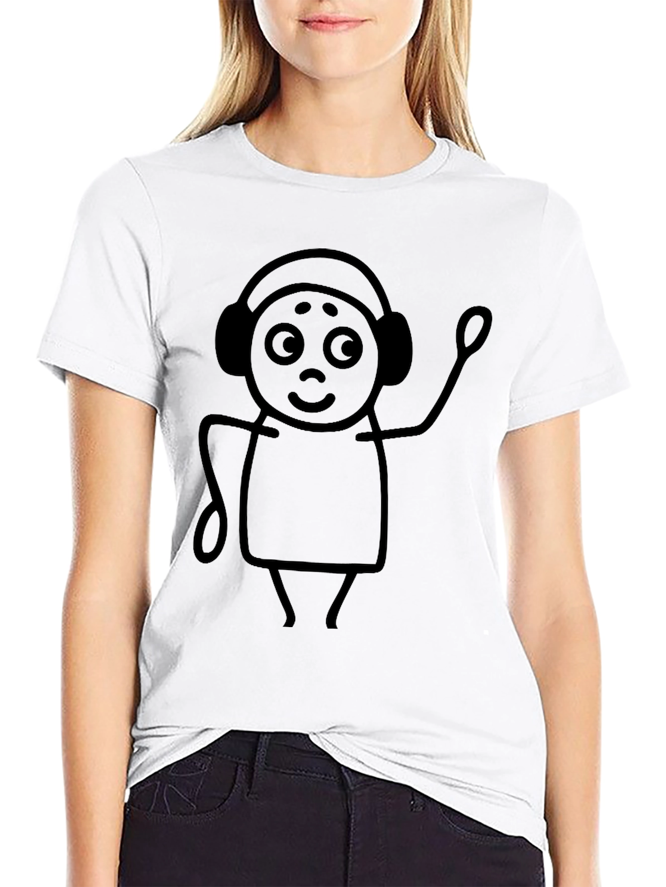 Cool Stick Figure DJ T-Shirt - Black