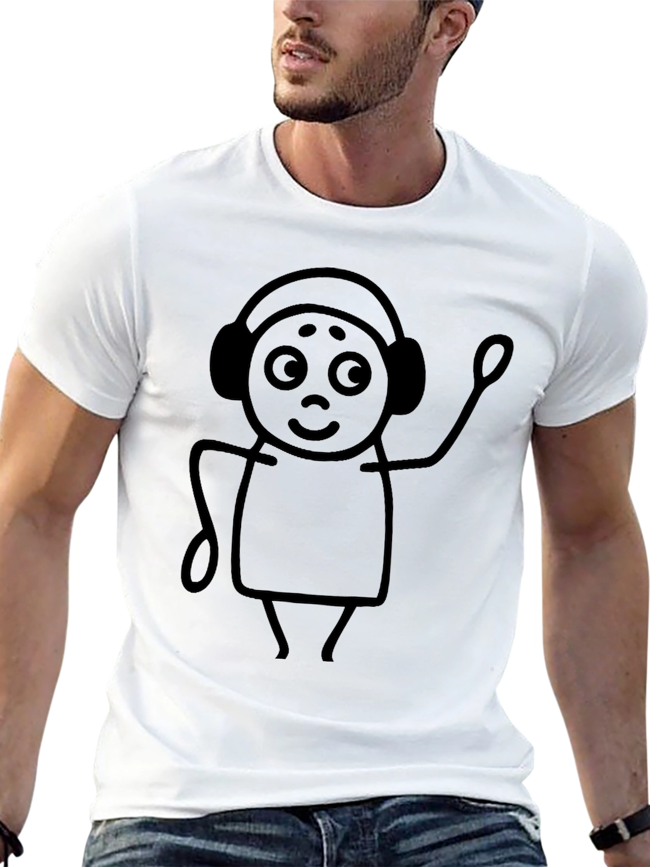 Cool Stick Figure DJ T-Shirt - Black