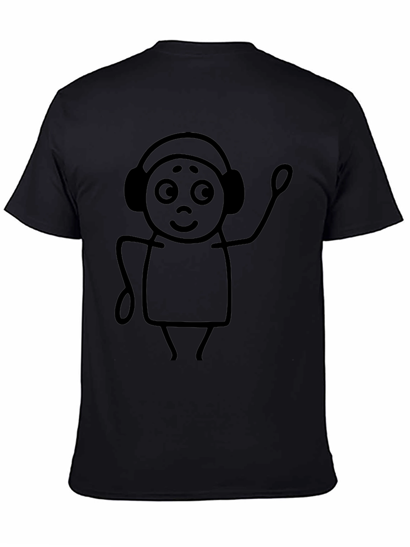 Cool Stick Figure DJ T-Shirt - Black