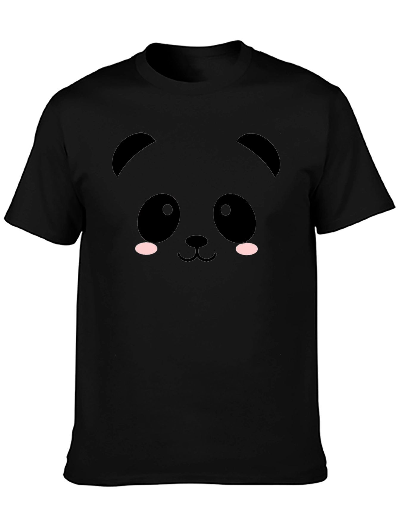 Cute Panda Face Black T-Shirt