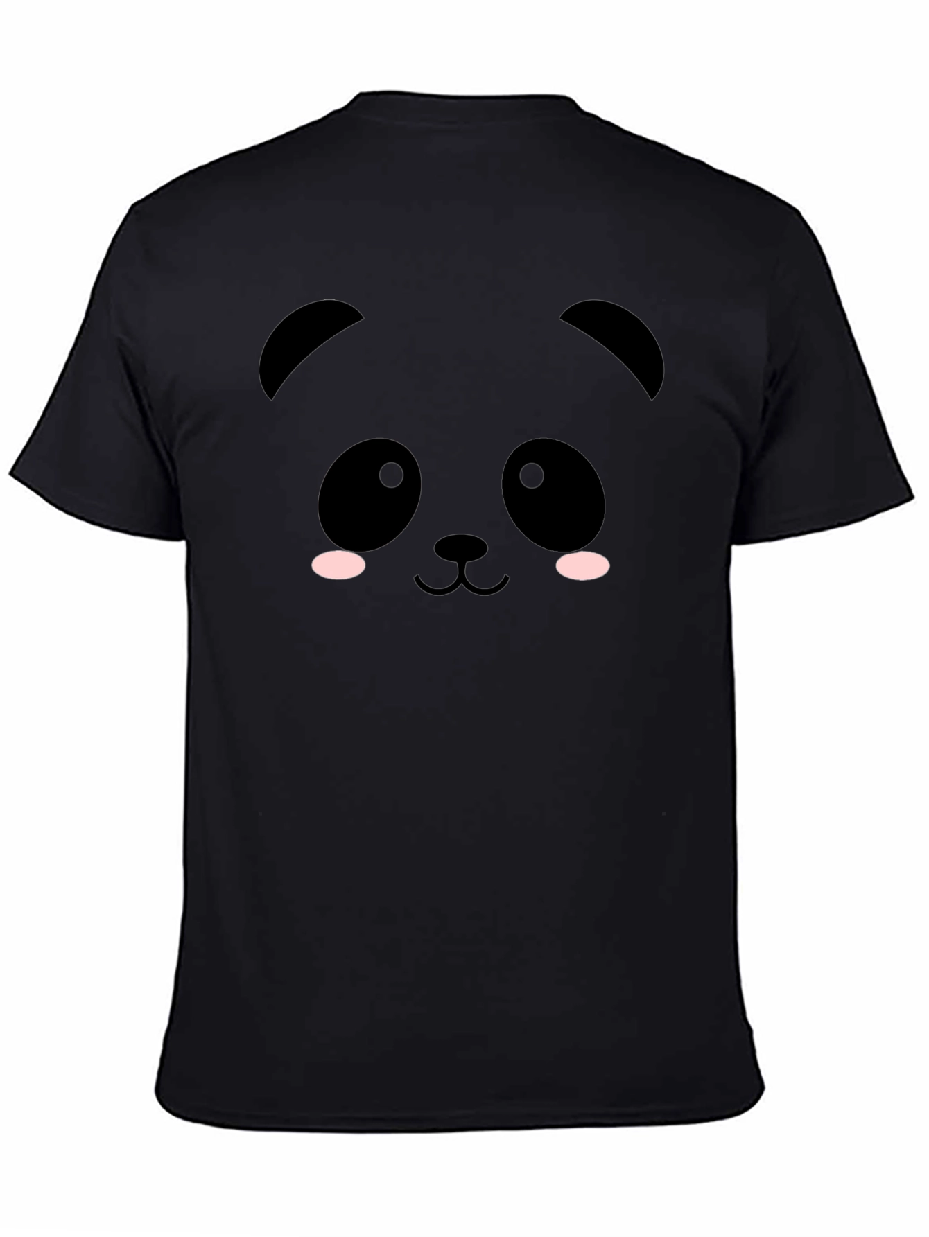 Cute Panda Face Black T-Shirt