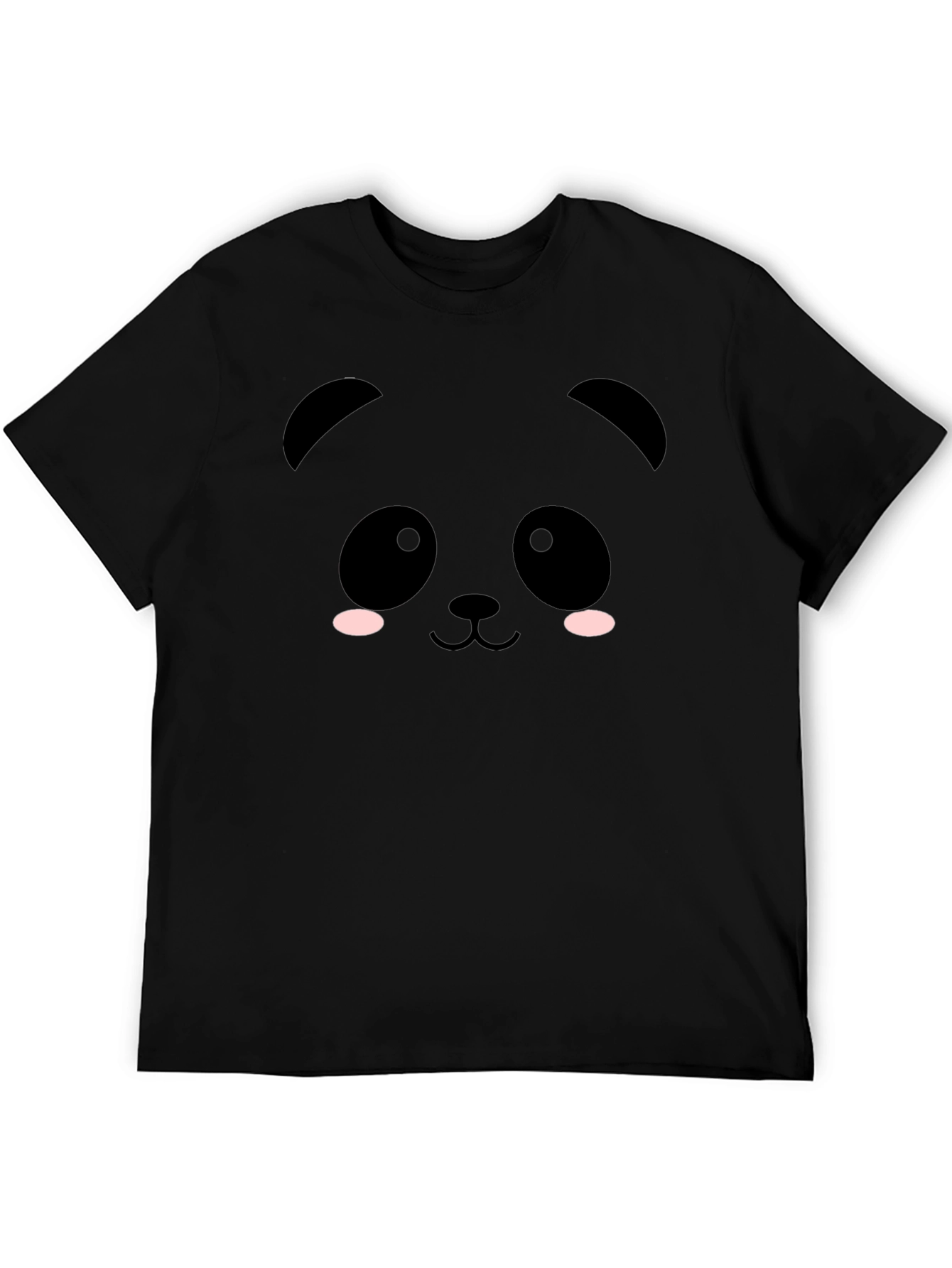 Cute Panda Face Black T-Shirt