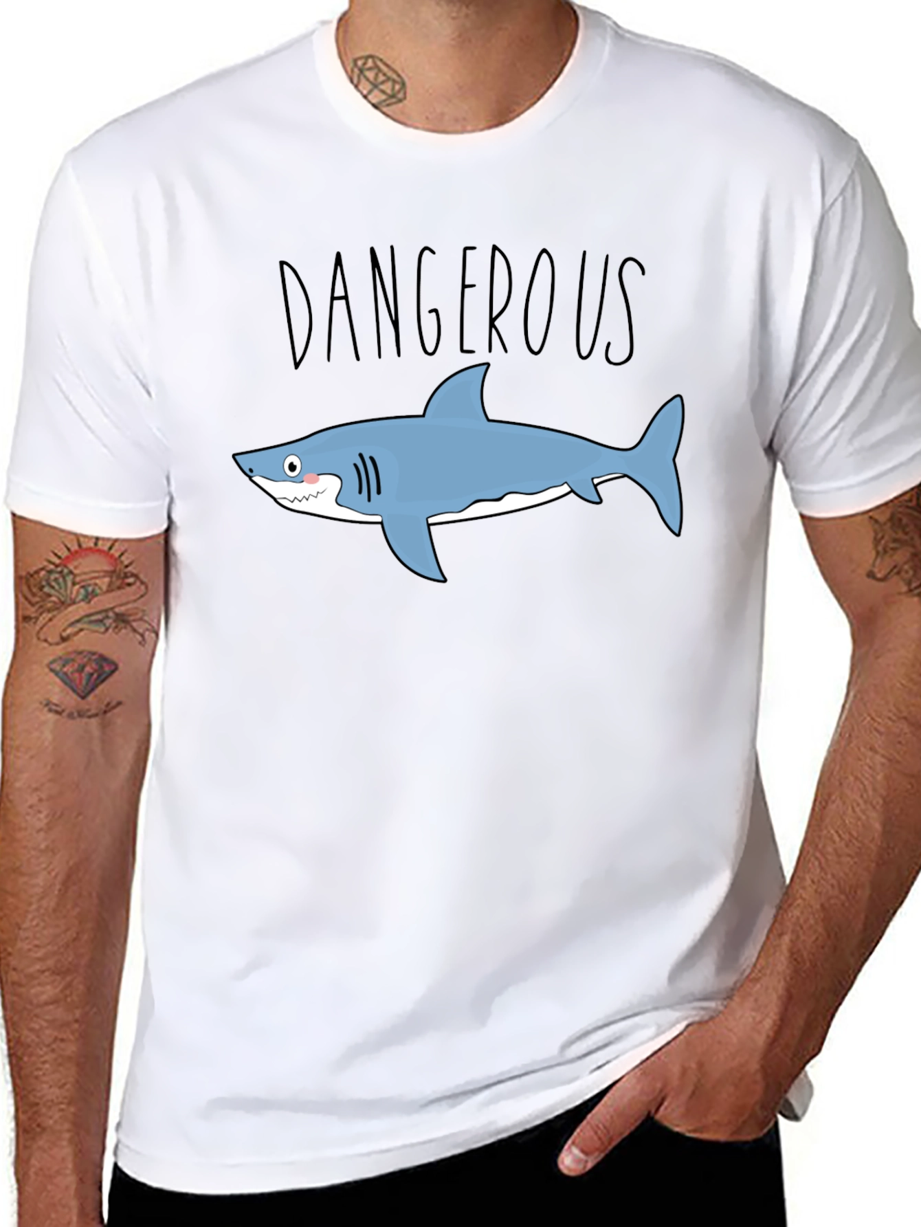 Dangerous Shark Graphic Tee - Mens Black T-Shirt