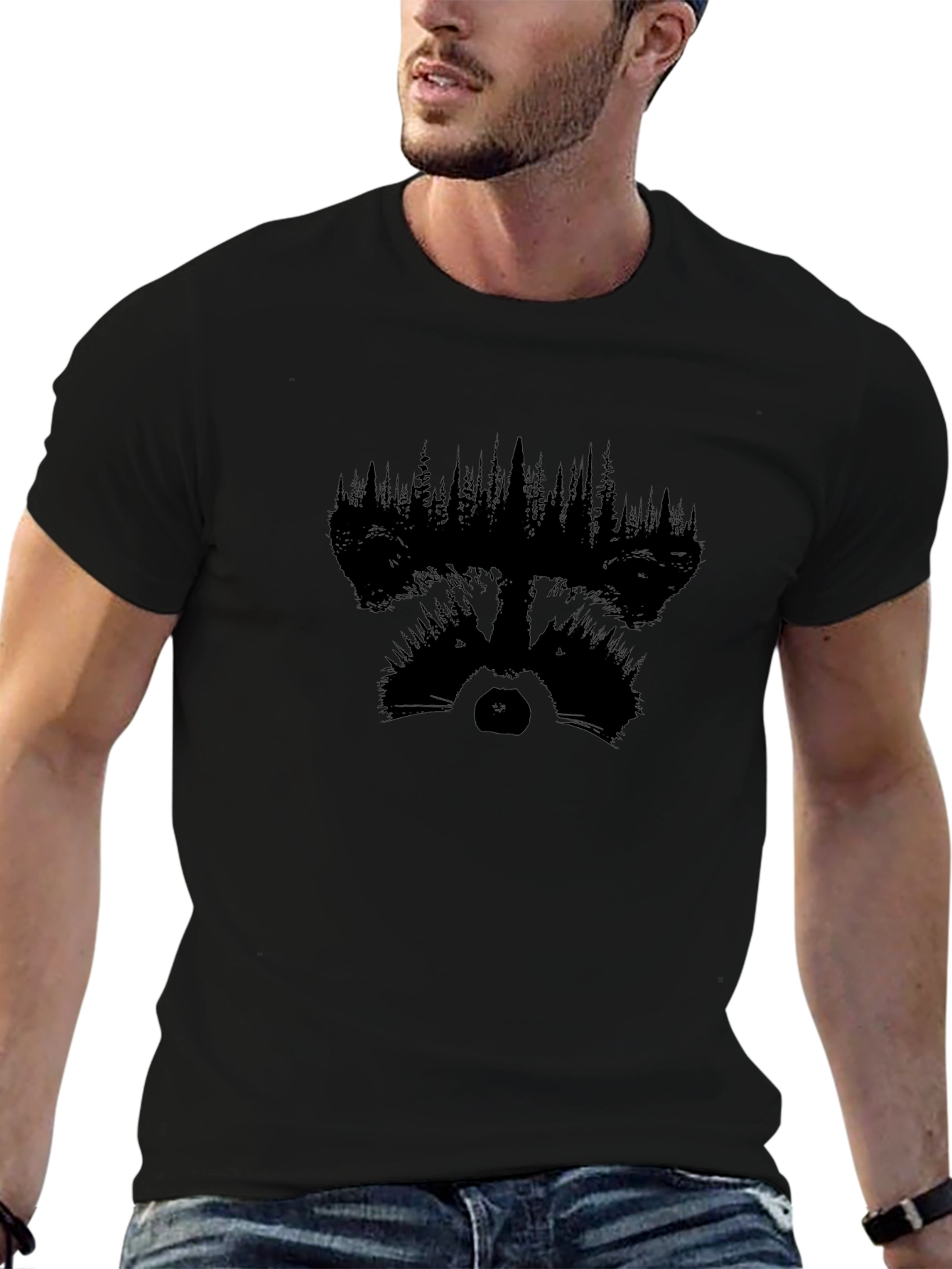Raccoon Forest Graphic Print T-Shirt