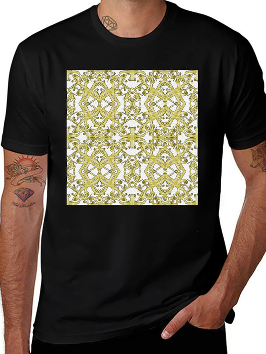 Gold Patterned Black T-Shirt
