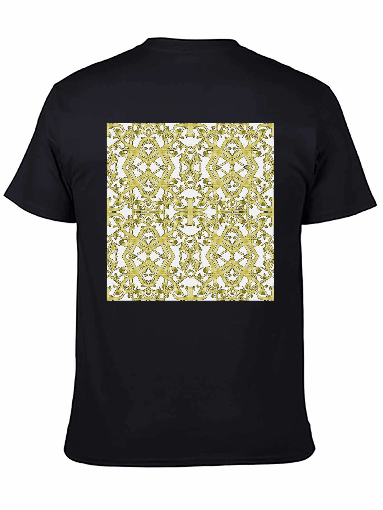 Gold Patterned Black T-Shirt