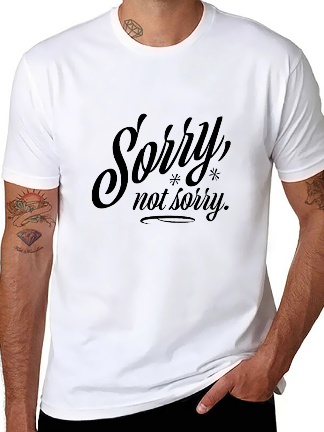 Sorry Not Sorry Graphic Print Black T-Shirt