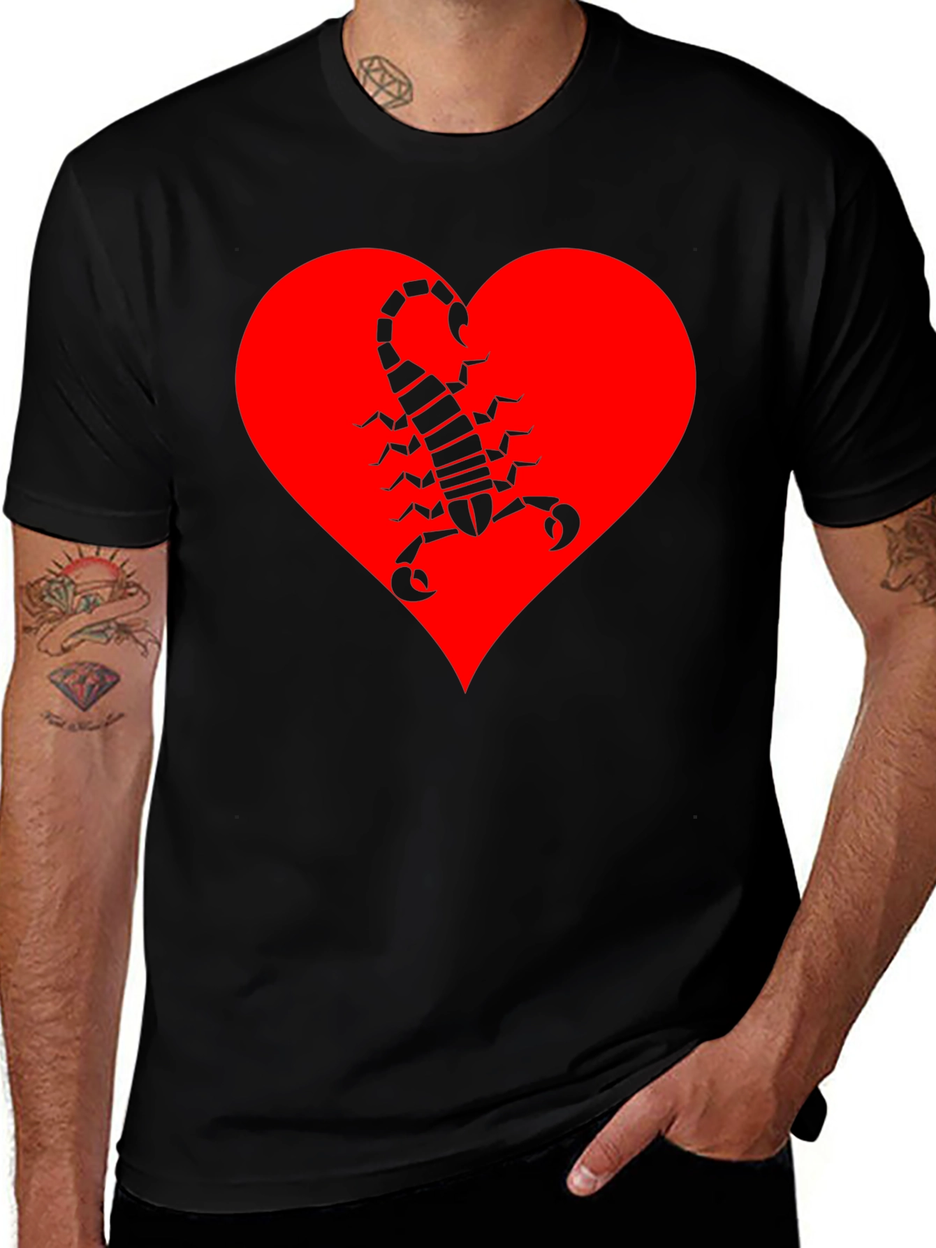 Scorpion Heart Graphic Black T-Shirt