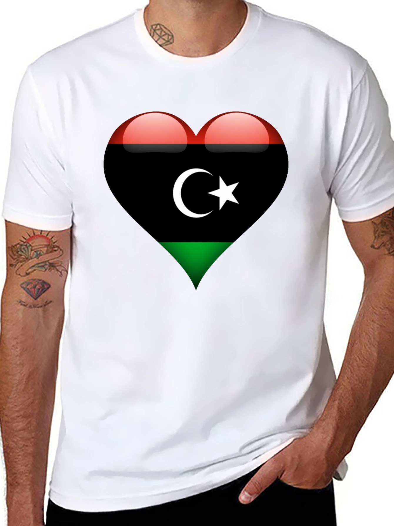 Libya Flag Heart T-Shirt - Show Your Love!