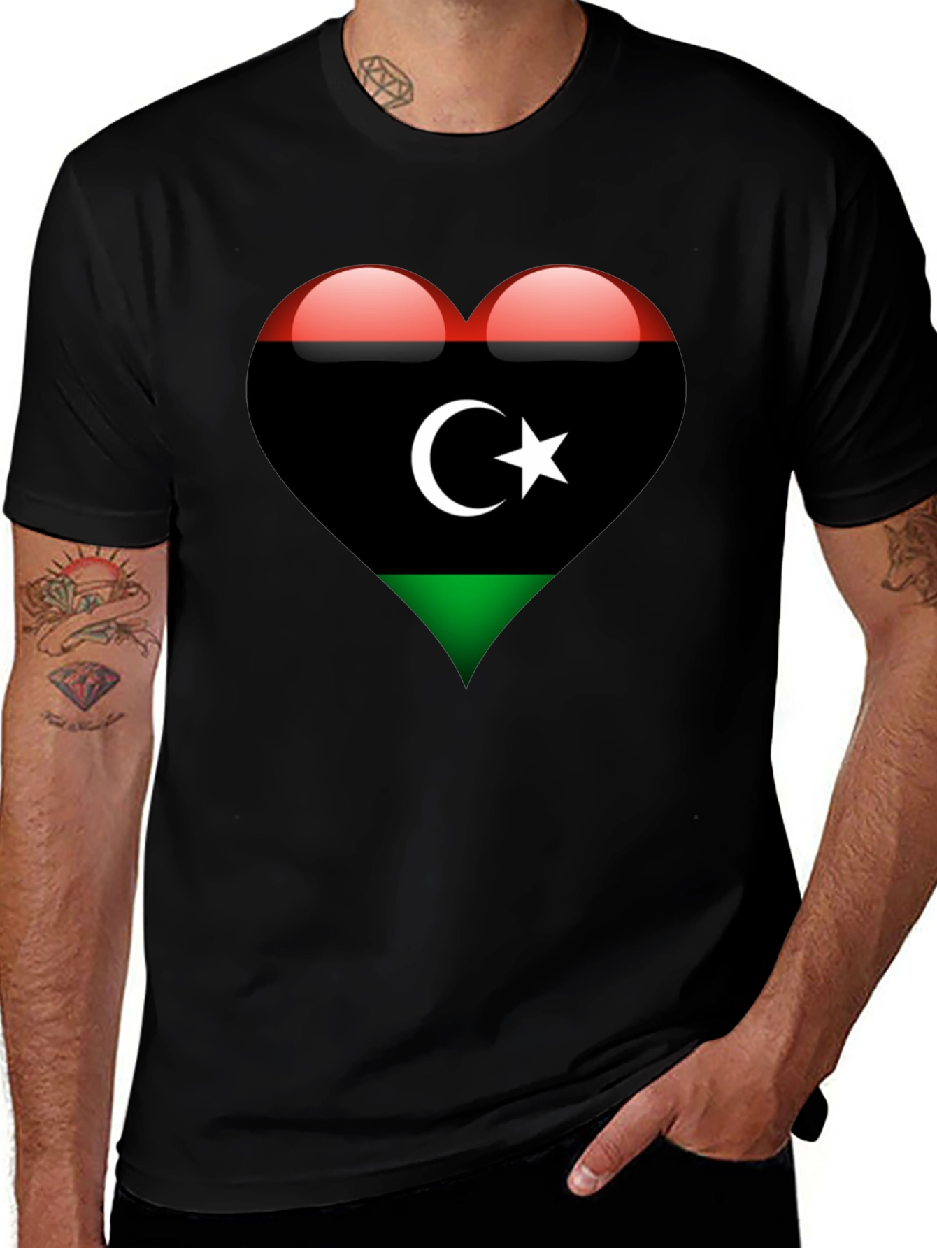 Libya Flag Heart T-Shirt - Show Your Love!