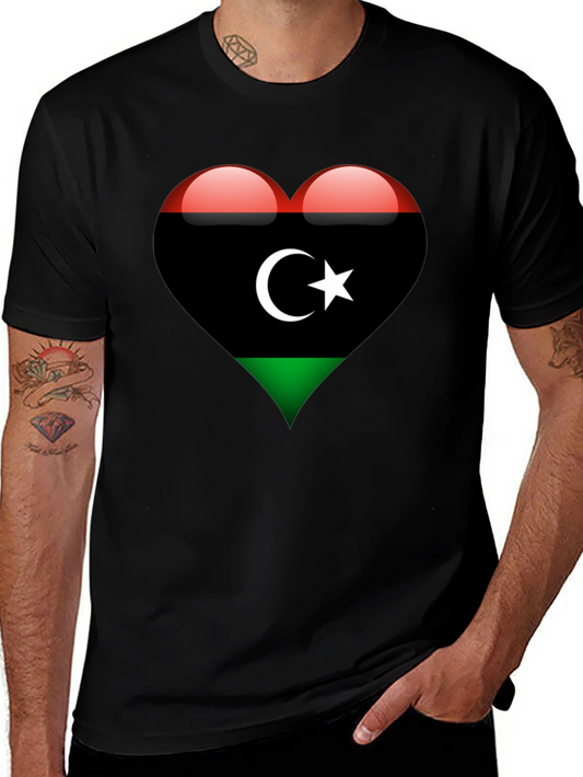 Libya Flag Heart T-Shirt - Show Your Love!