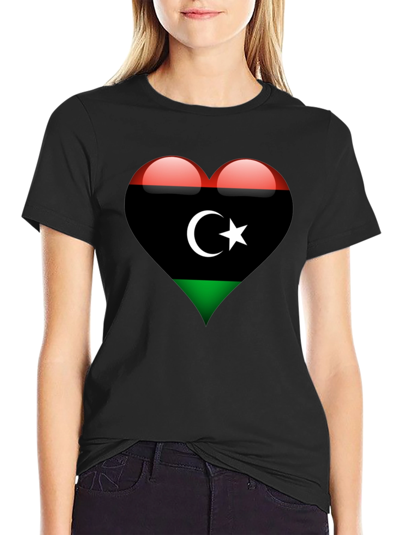 Libya Flag Heart T-Shirt - Show Your Love!