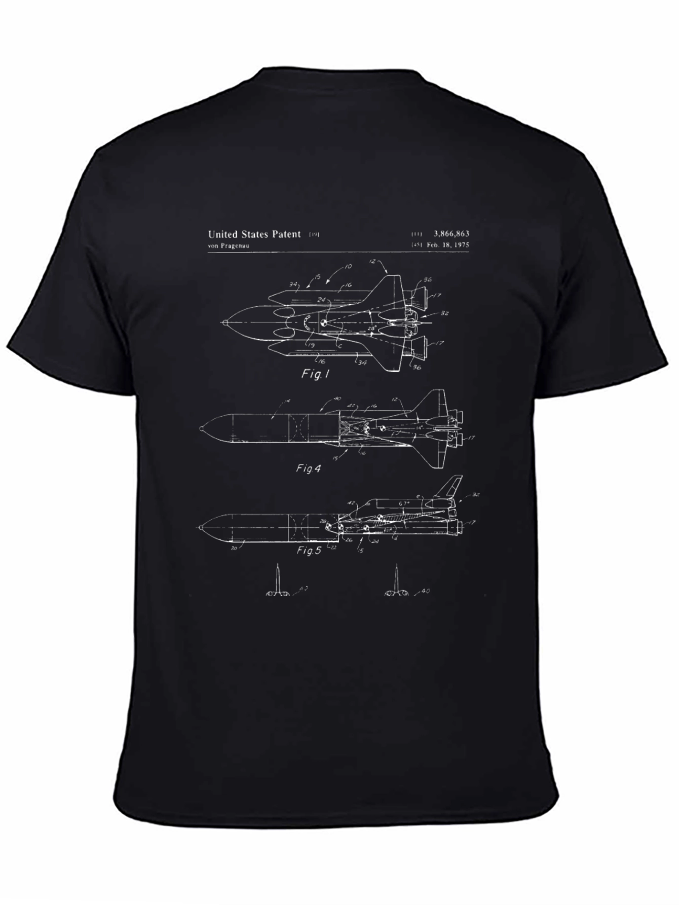 Space Shuttle Patent Blueprint T-Shirt