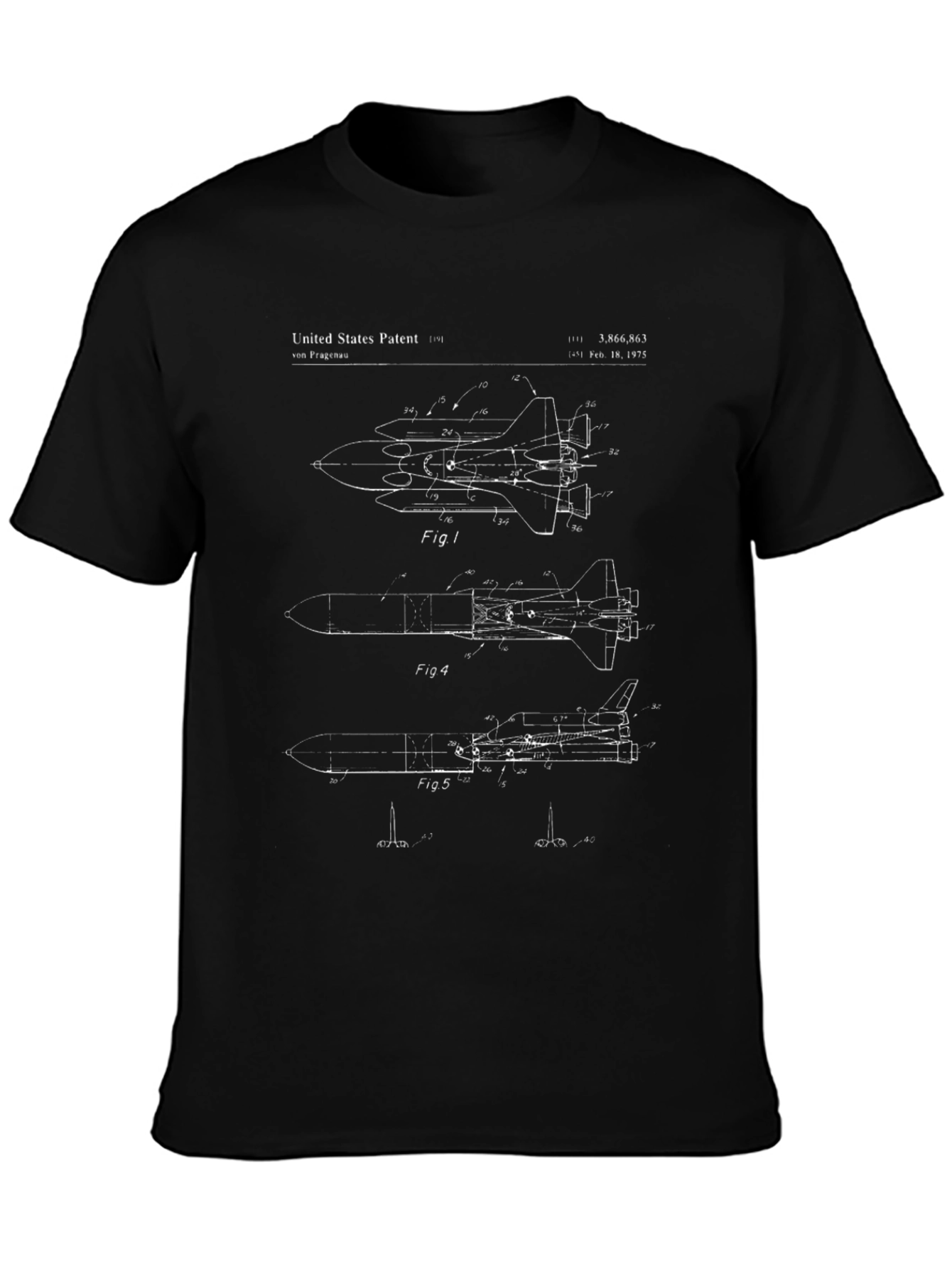 Space Shuttle Patent Blueprint T-Shirt