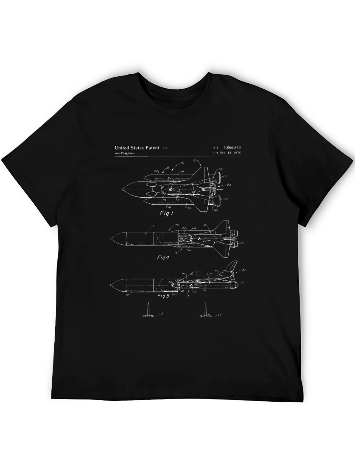 Space Shuttle Patent Blueprint T-Shirt