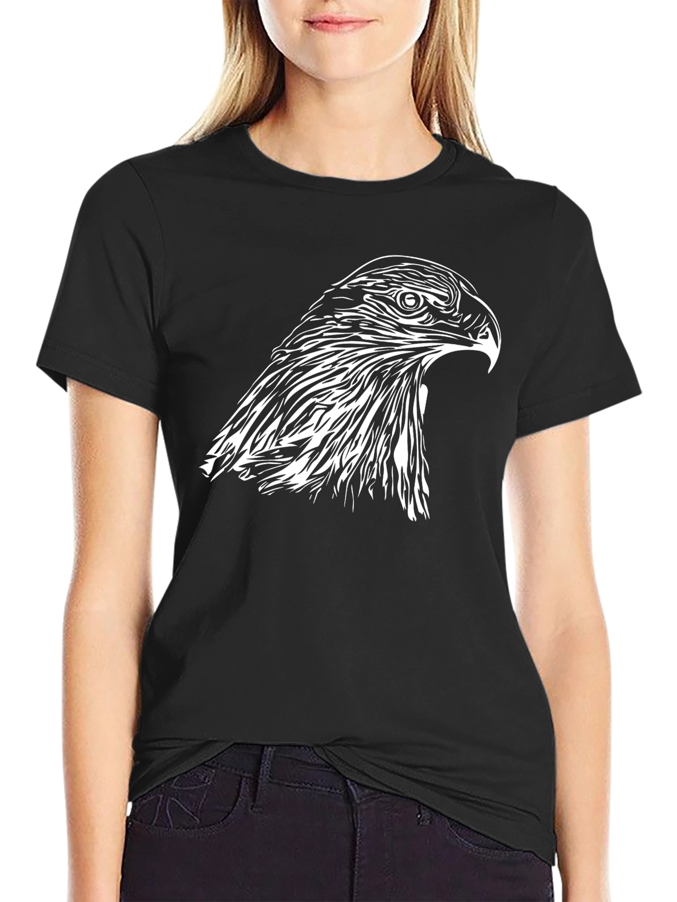 Bold Eagle Graphic Tee - Black Cotton Comfort