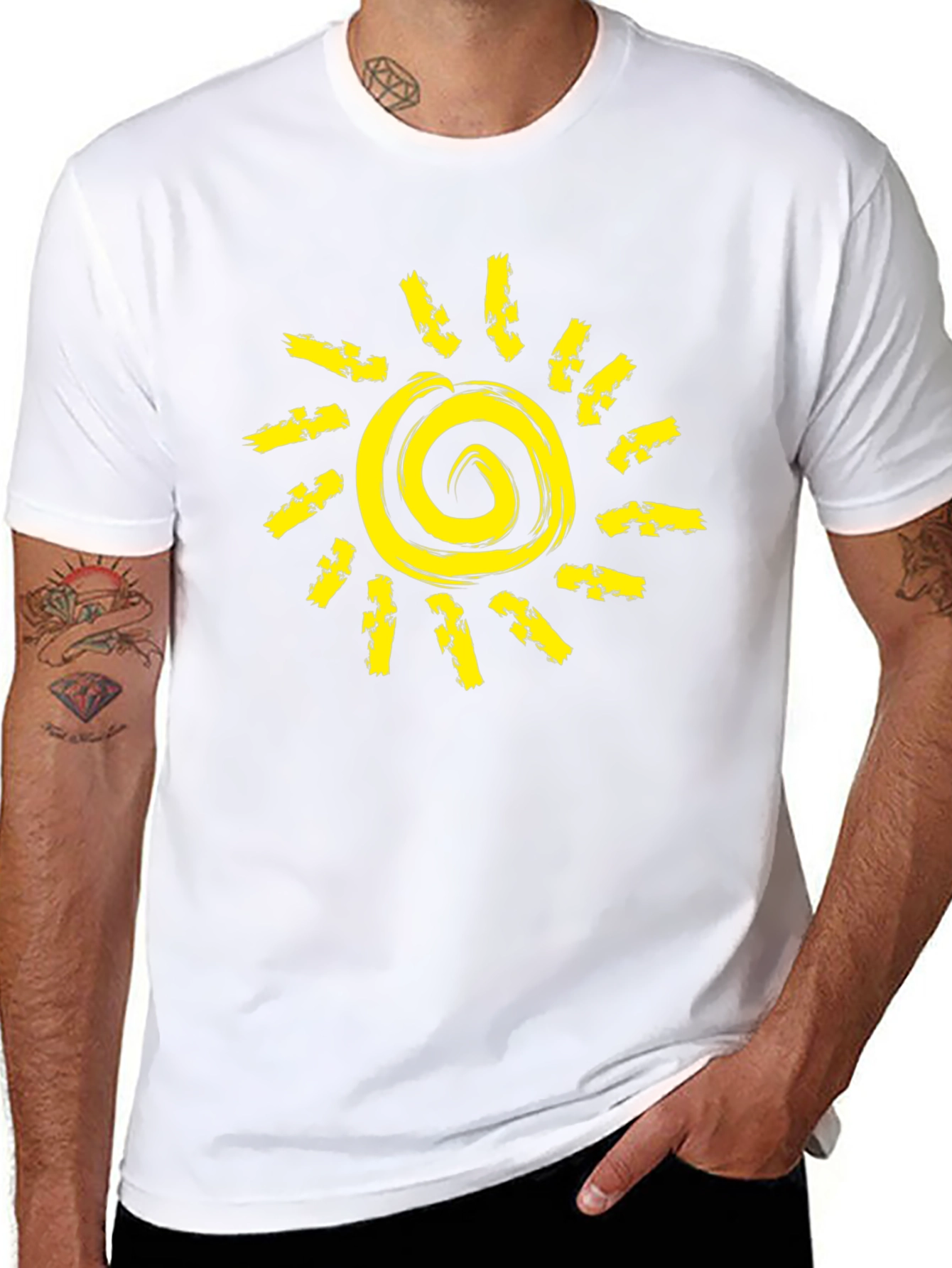 Sunshine Graphic Tee - Black Cotton Crew Neck T-Shirt