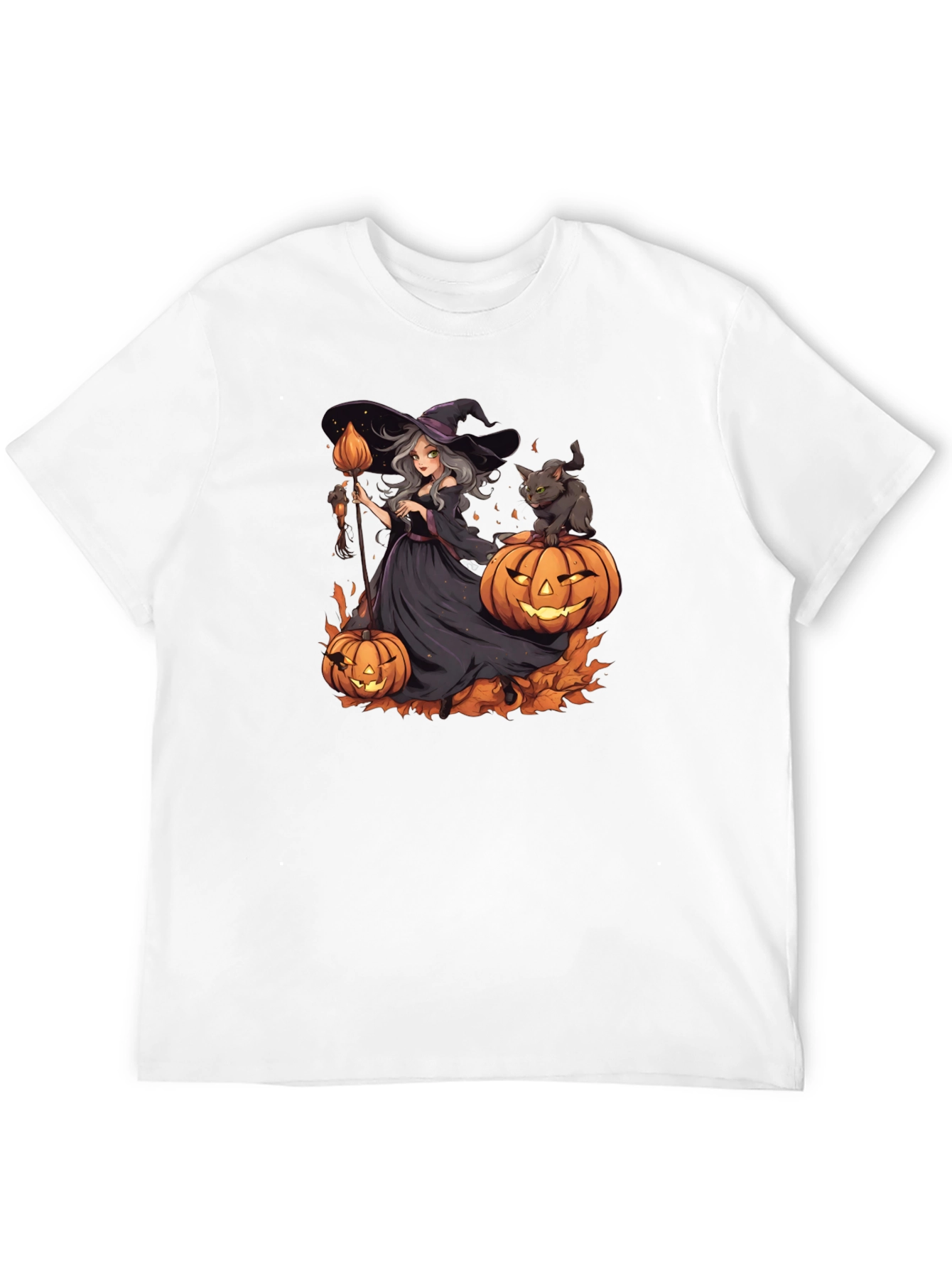 Halloween Witch & Cat Graphic Tee