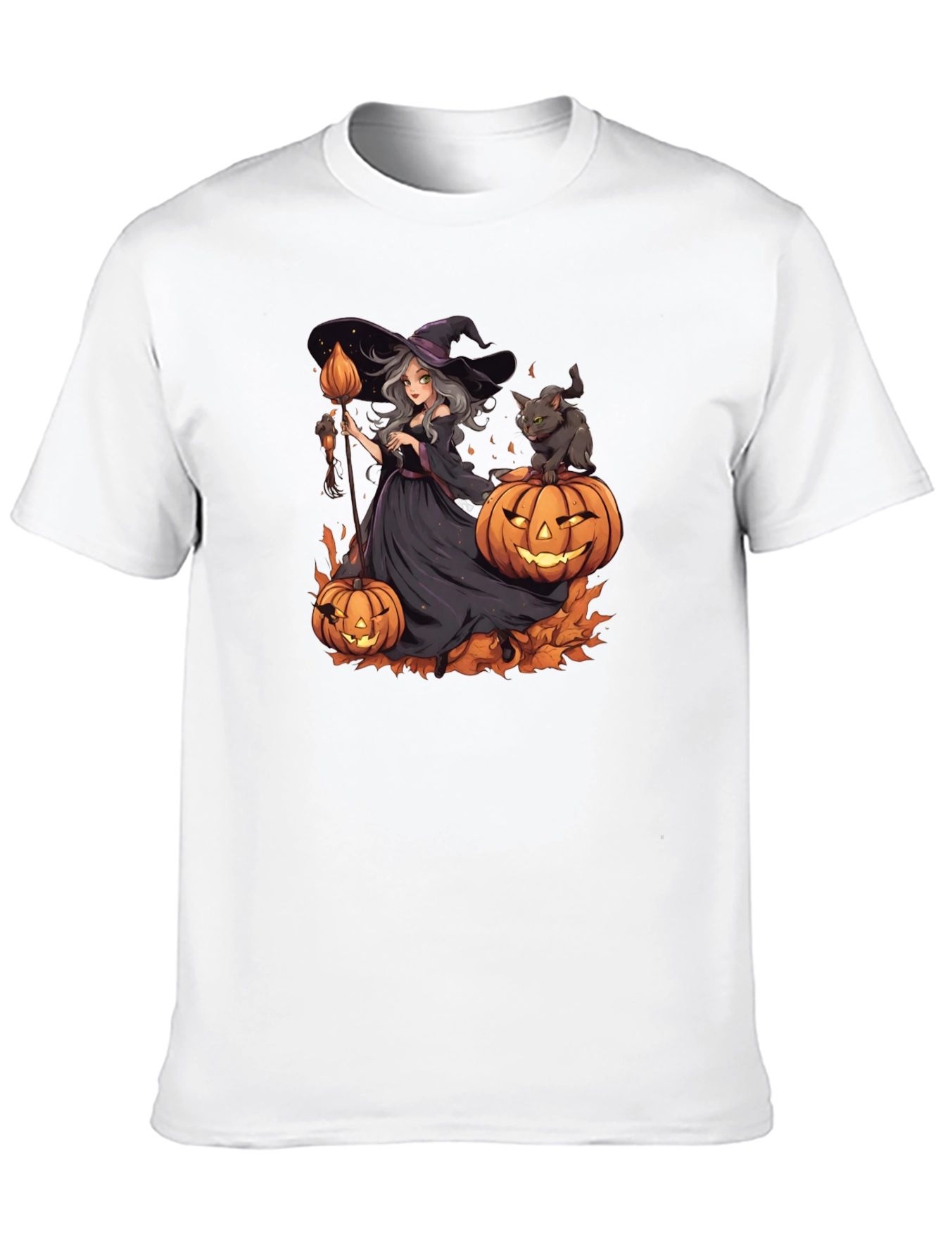 Halloween Witch & Cat Graphic Tee