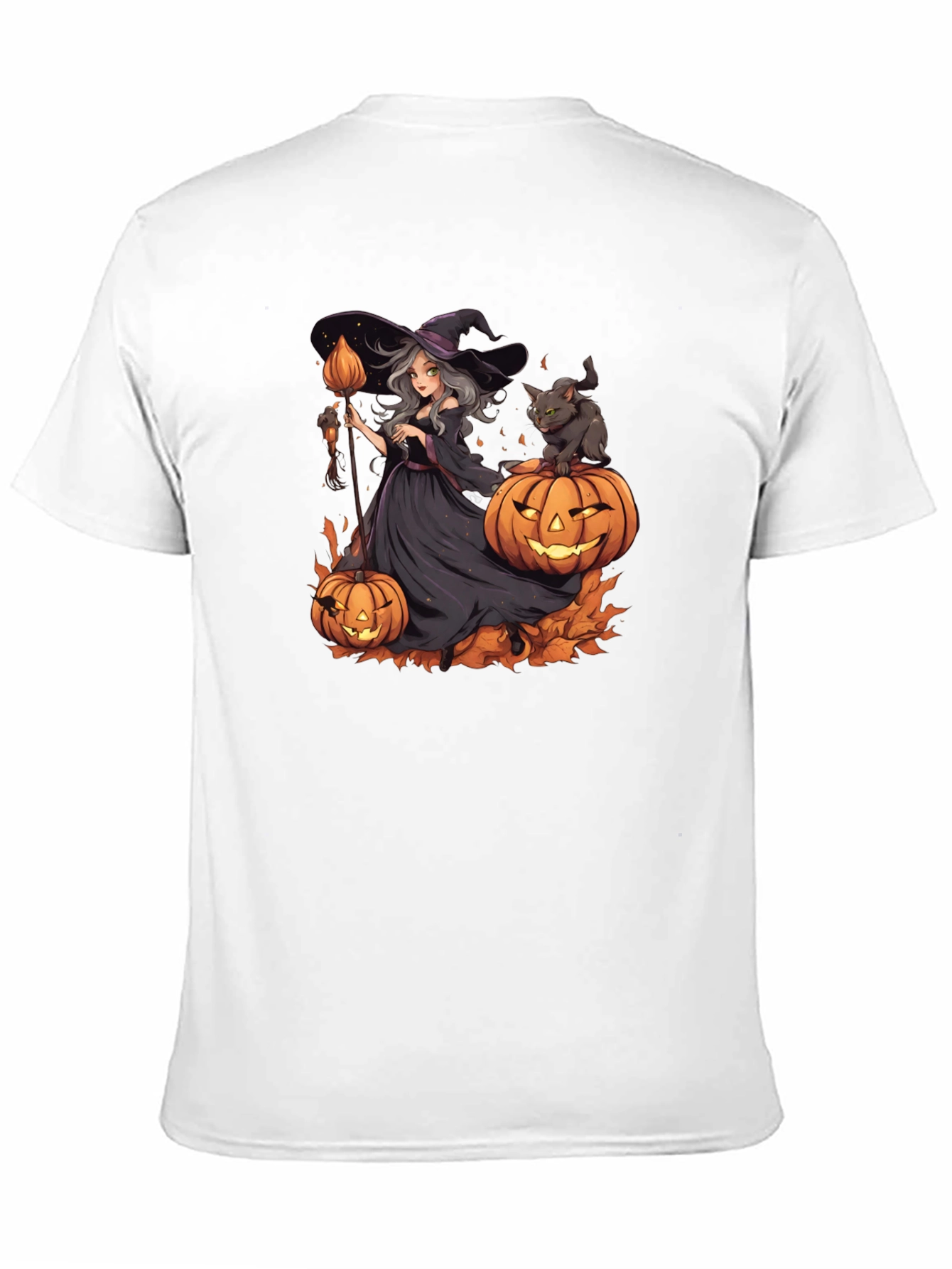 Halloween Witch & Cat Graphic Tee