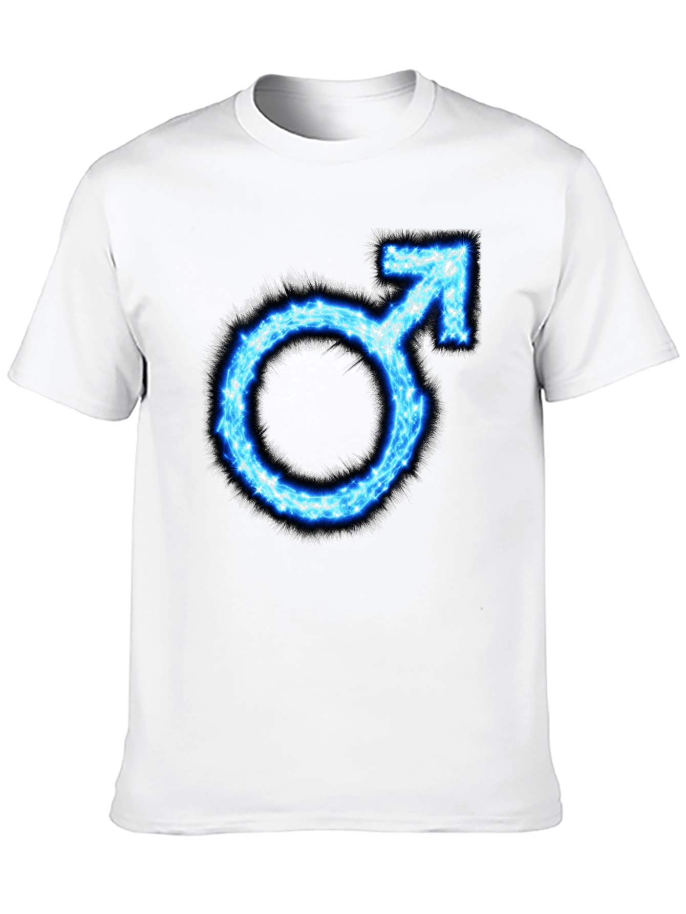Mens Black T-Shirt with Blue Male Symbol Graphic