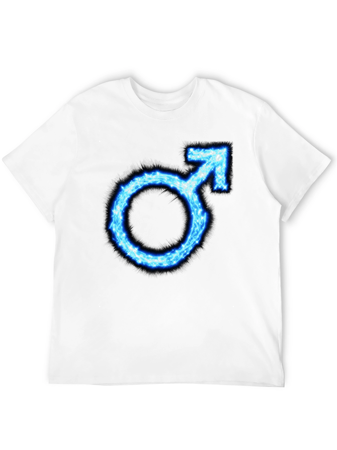 Mens Black T-Shirt with Blue Male Symbol Graphic