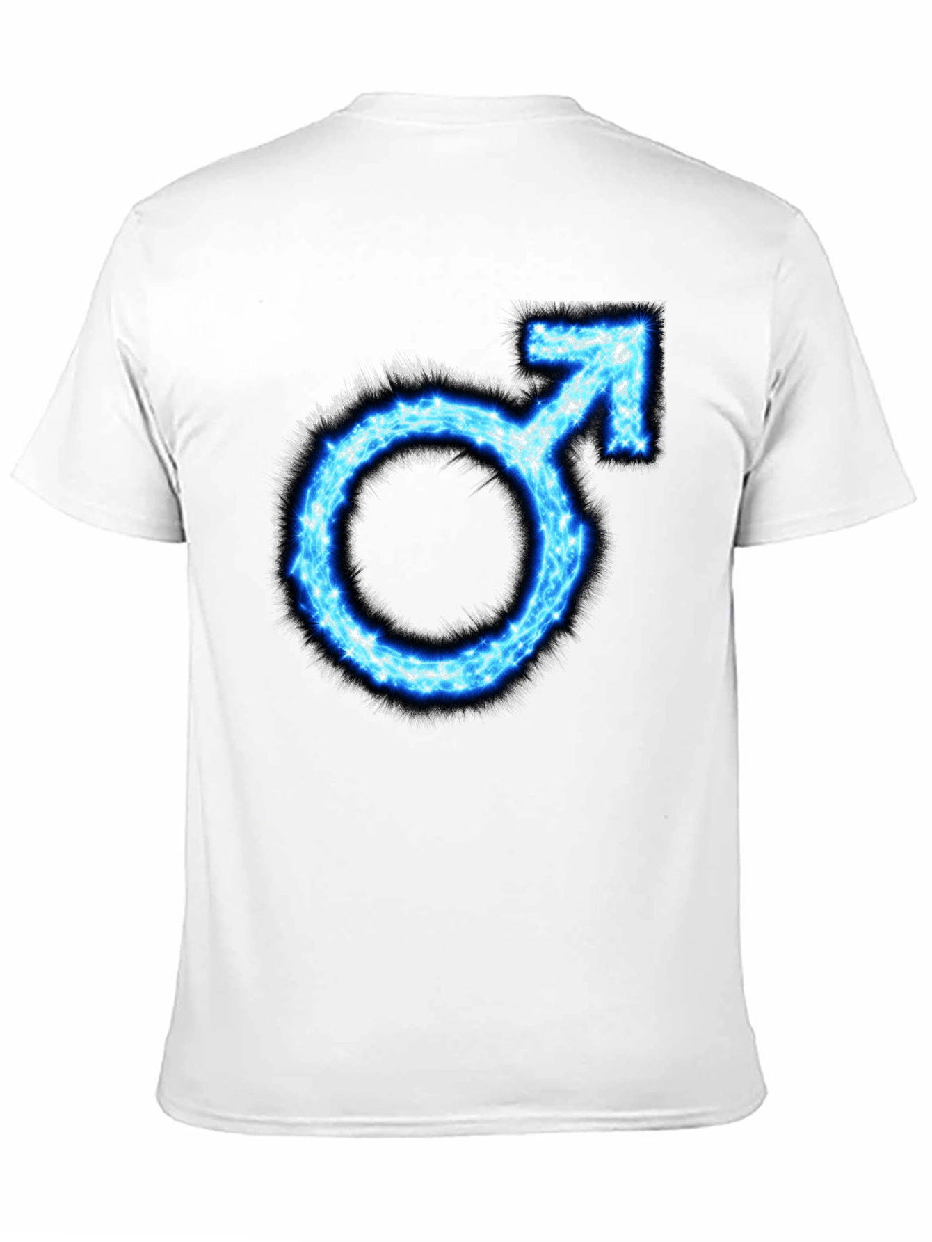 Mens Black T-Shirt with Blue Male Symbol Graphic