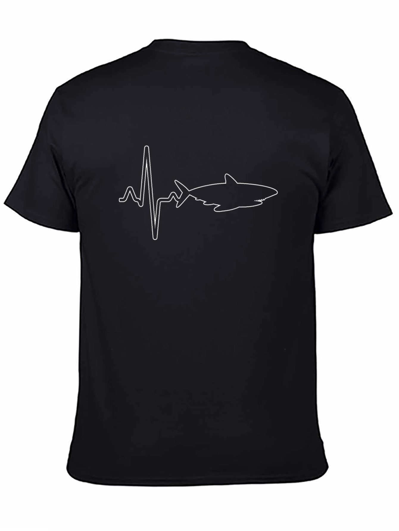 Shark Heartbeat Graphic Tee - Black Cotton T-Shirt