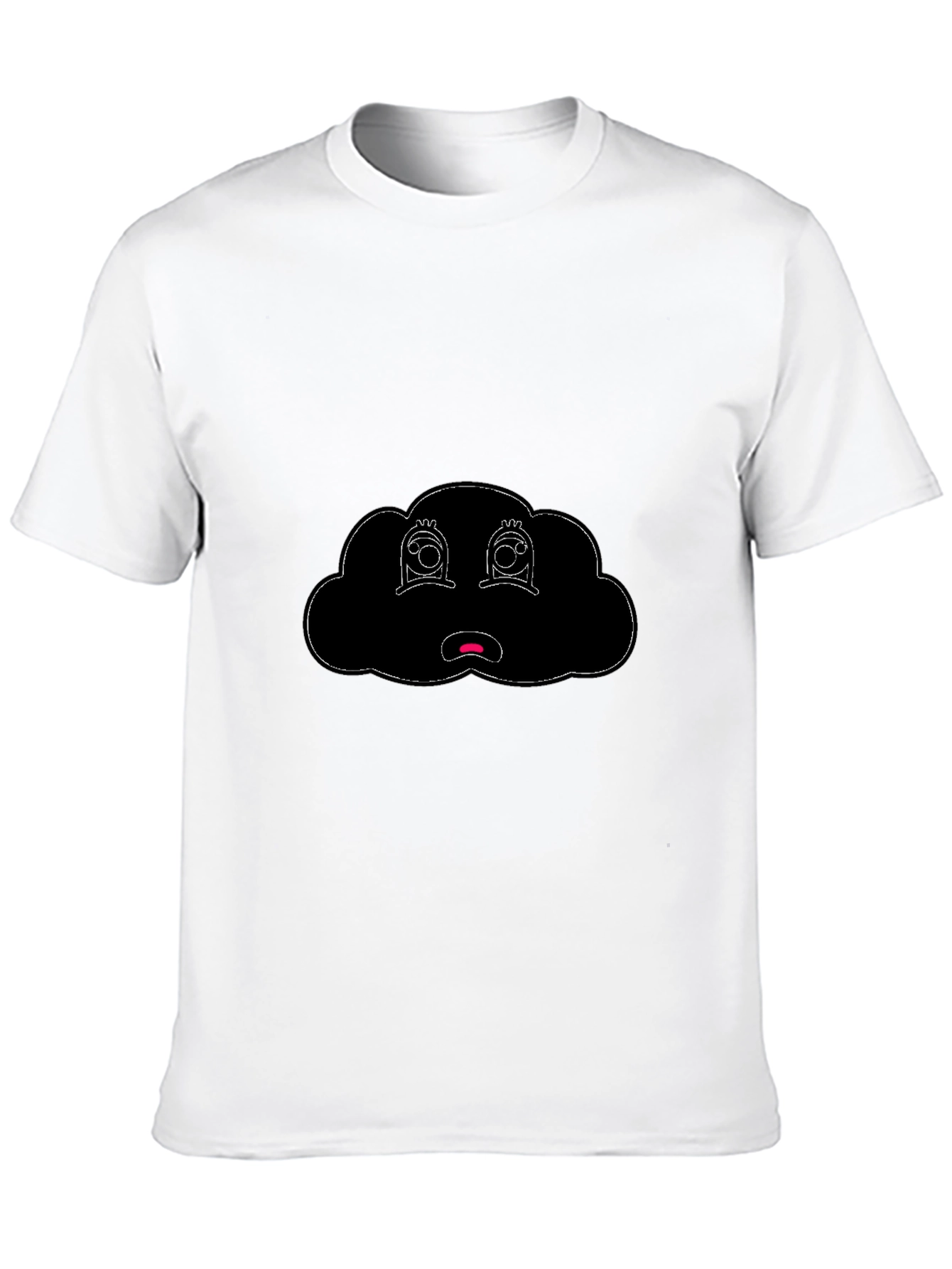 Sad Cloud Graphic Tee - Black Cotton Blend T-Shirt