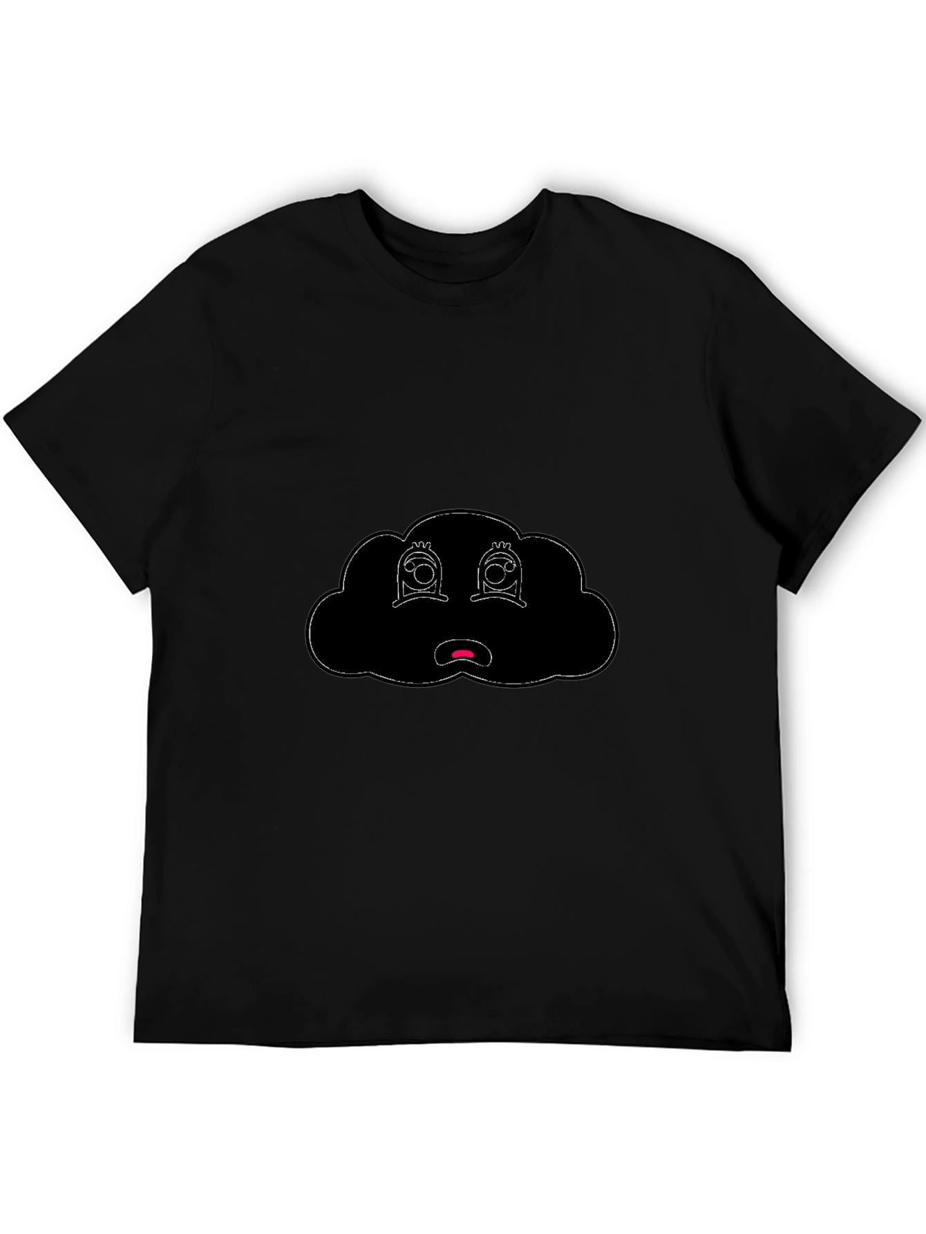 Sad Cloud Graphic Tee - Black Cotton Blend T-Shirt
