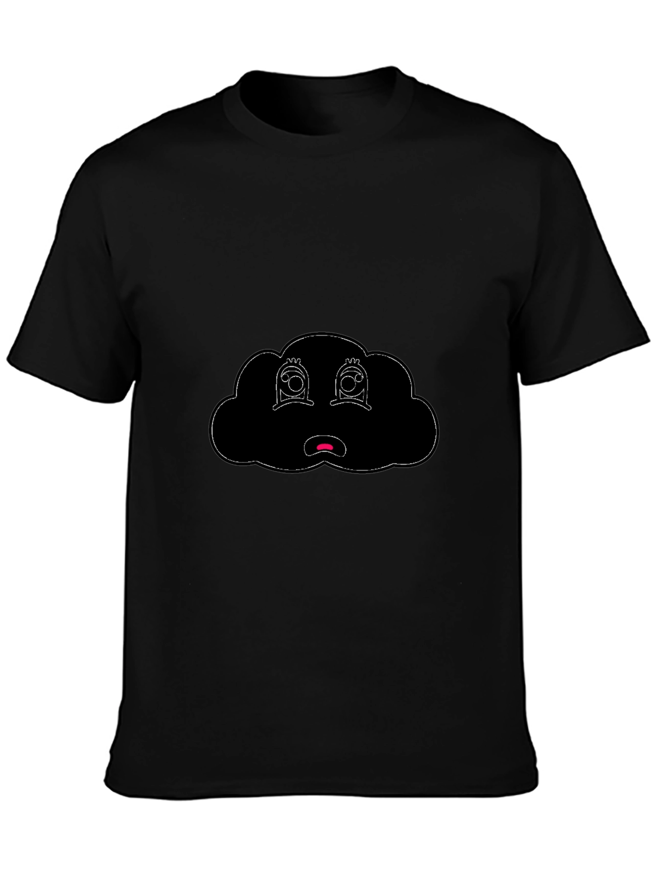 Sad Cloud Graphic Tee - Black Cotton Blend T-Shirt