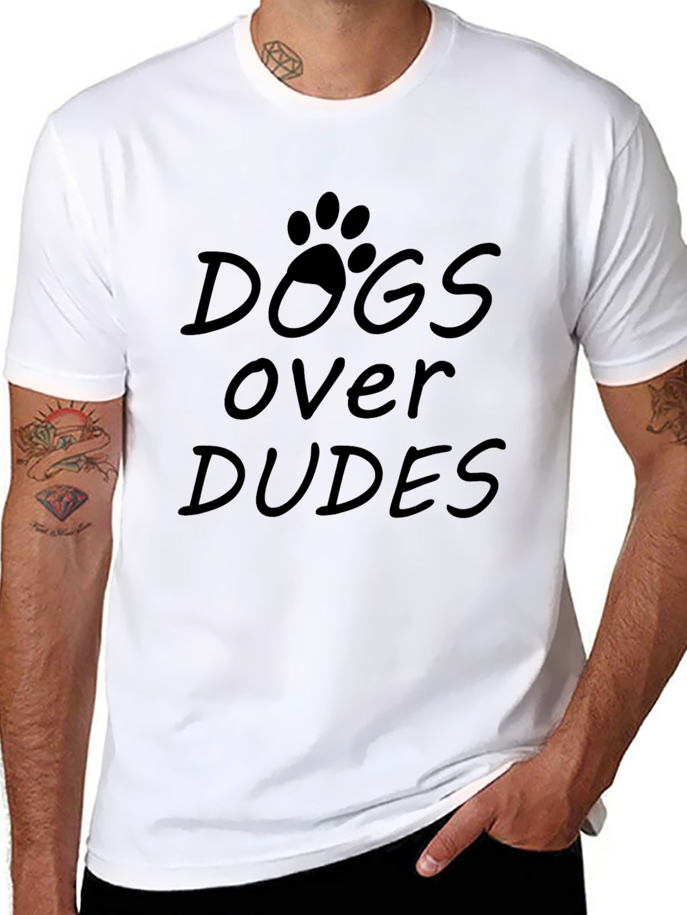 Dogs Over Dudes T-Shirt - Black Casual Style