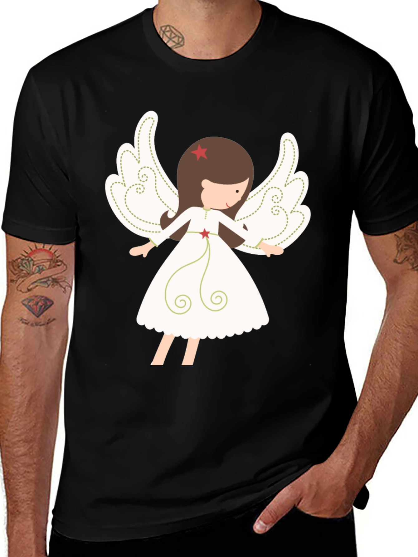 Angel Graphic Tee - Stylish Christmas Apparel